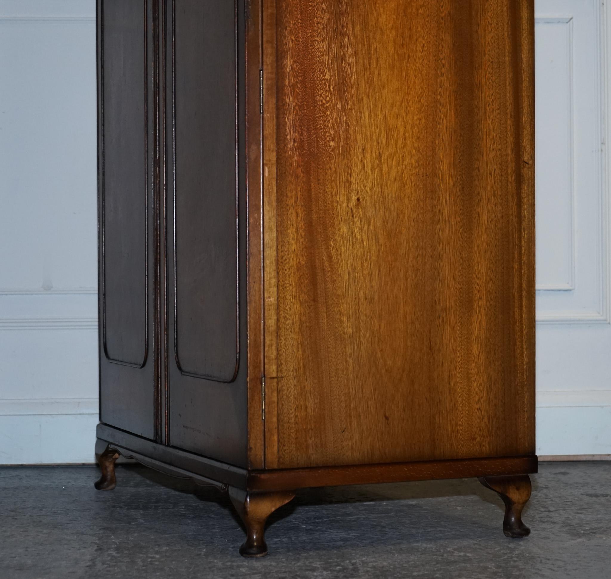 GORGEOUS MAPLE & CO ART DECO 1920s SMALL TWO DOOR BURR WALNUT WARDROBE 9