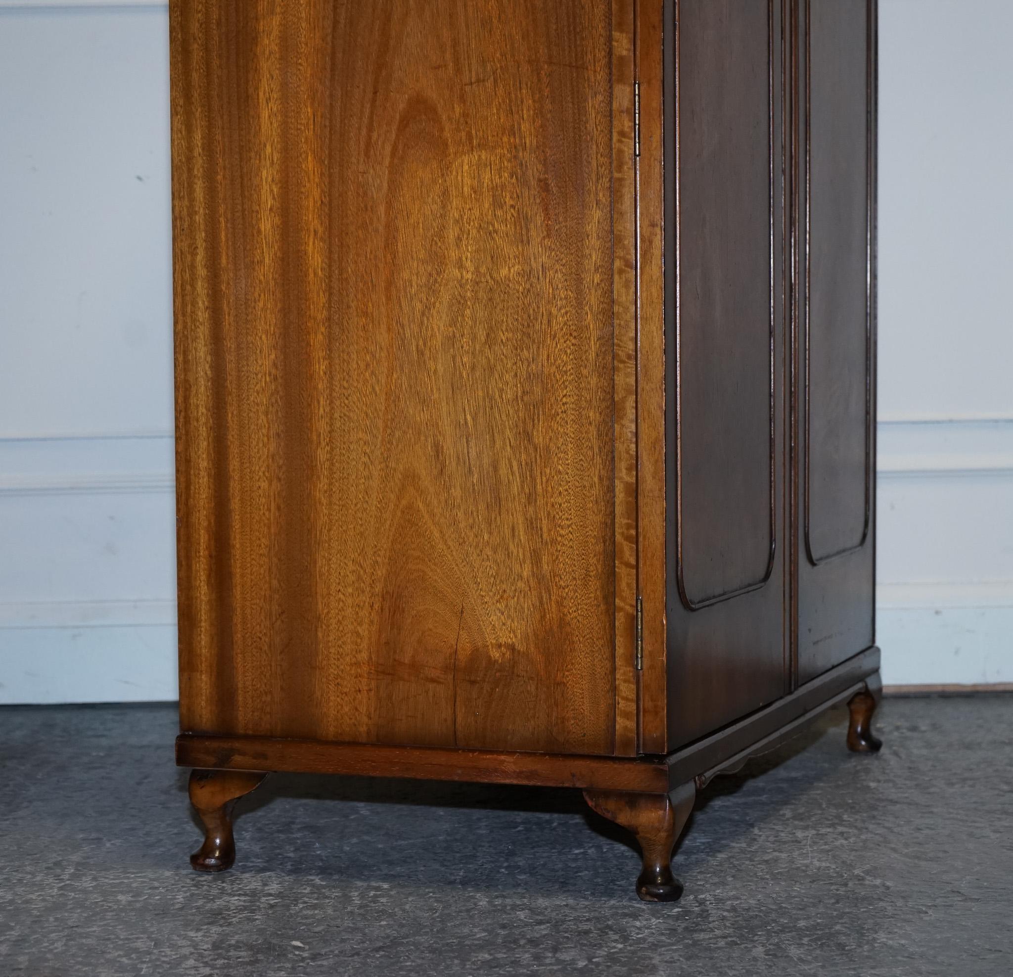 GORGEOUS MAPLE & CO ART DECO 1920s SMALL TWO DOOR BURR WALNUT WARDROBE 10