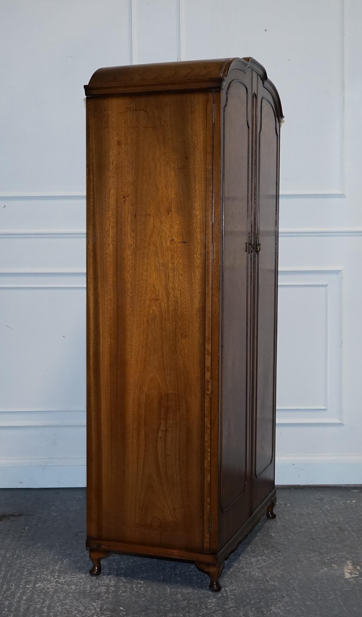 GORGEOUS MAPLE & CO ART DECO 1920s SMALL TWO DOOR BURR WALNUT WARDROBE 11