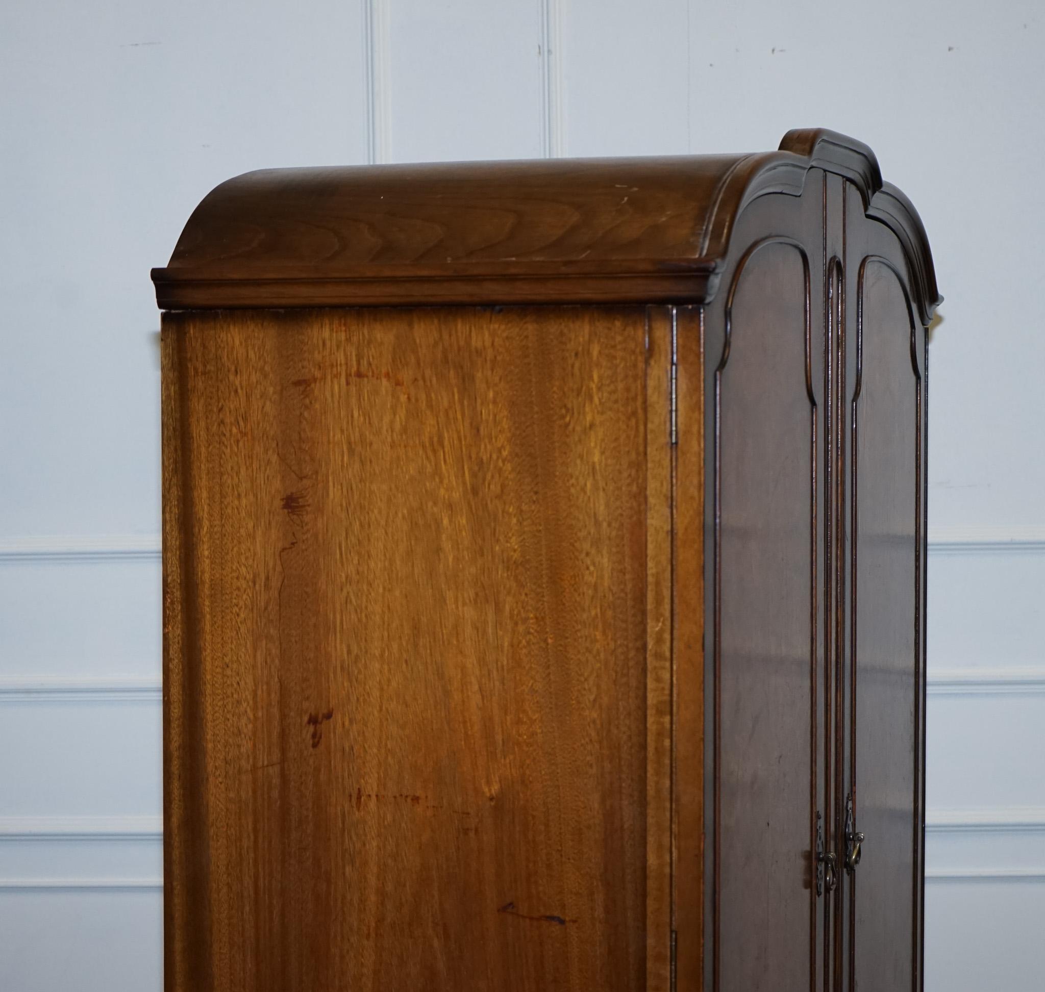 GORGEOUS MAPLE & CO ART DECO 1920s SMALL TWO DOOR BURR WALNUT WARDROBE 12