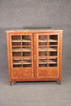 Gorgeous Marble Top French Louis XV Style Kingwood China Cabinet Vitrine