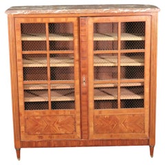 Gorgeous Marble Top French Louis XV Style Kingwood China Cabinet Vitrine