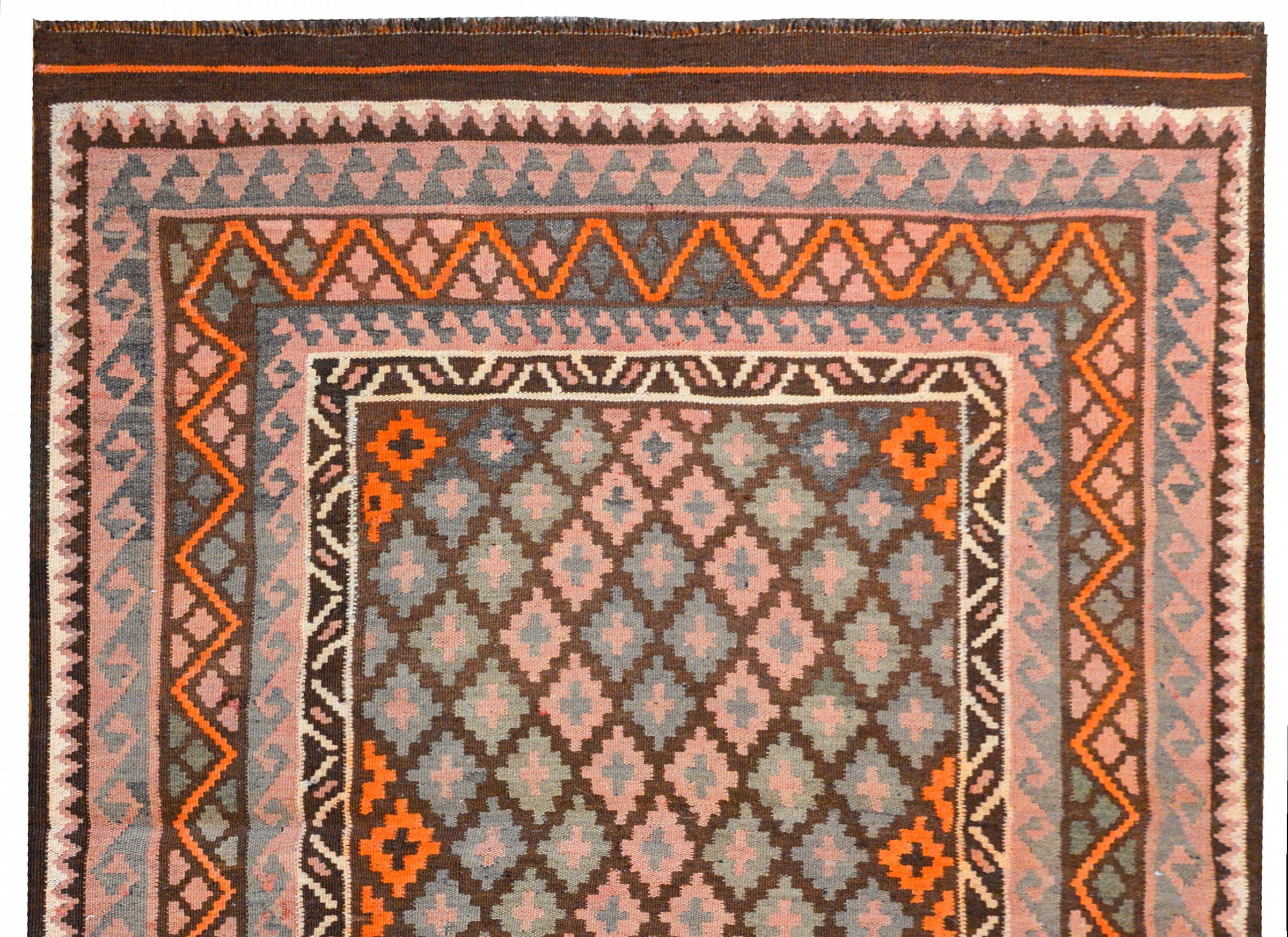 Afghan Gorgeous Mid-20th Century Kilim Rug