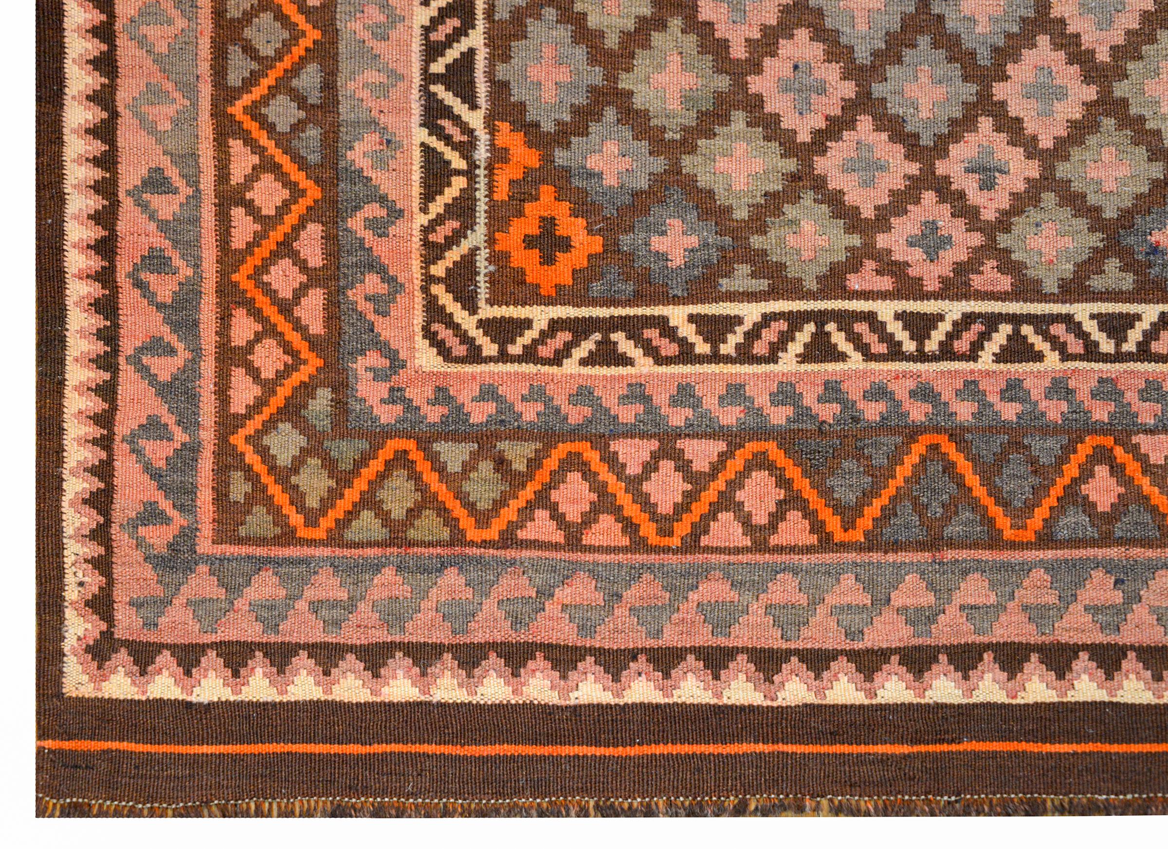 Wool Gorgeous Mid-20th Century Kilim Rug