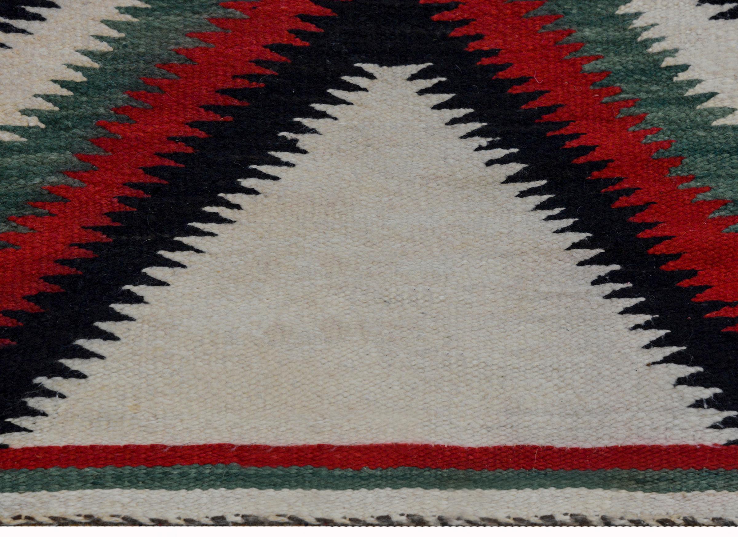 Wunderschöner Navajo-Teppich aus der Mitte des 20 (Wolle)