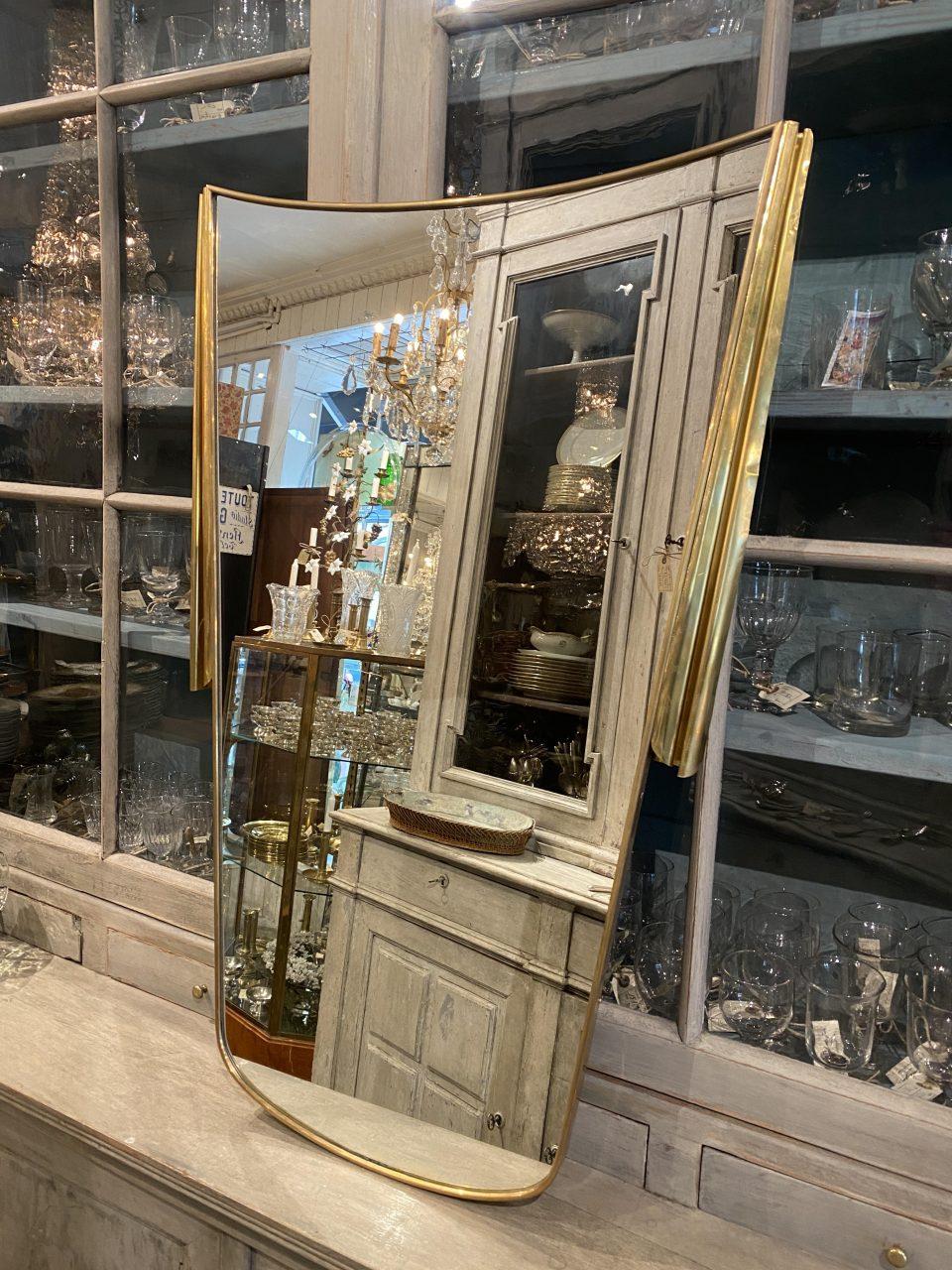 Gorgeous Mid-Century Brass Mirror, Italy In Good Condition For Sale In Copenhagen K, DK