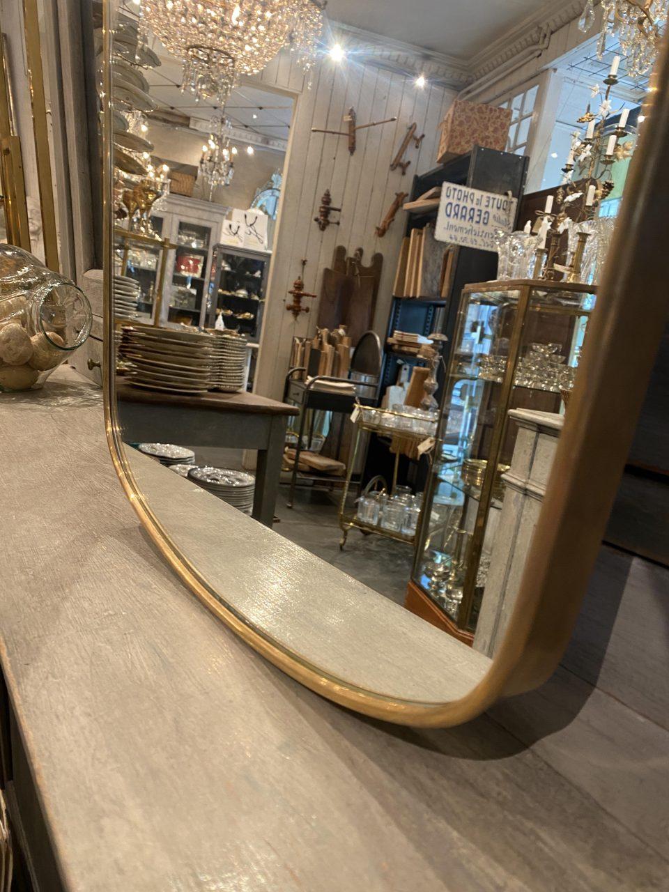 Gorgeous Mid-Century Brass Mirror, Italy For Sale 3