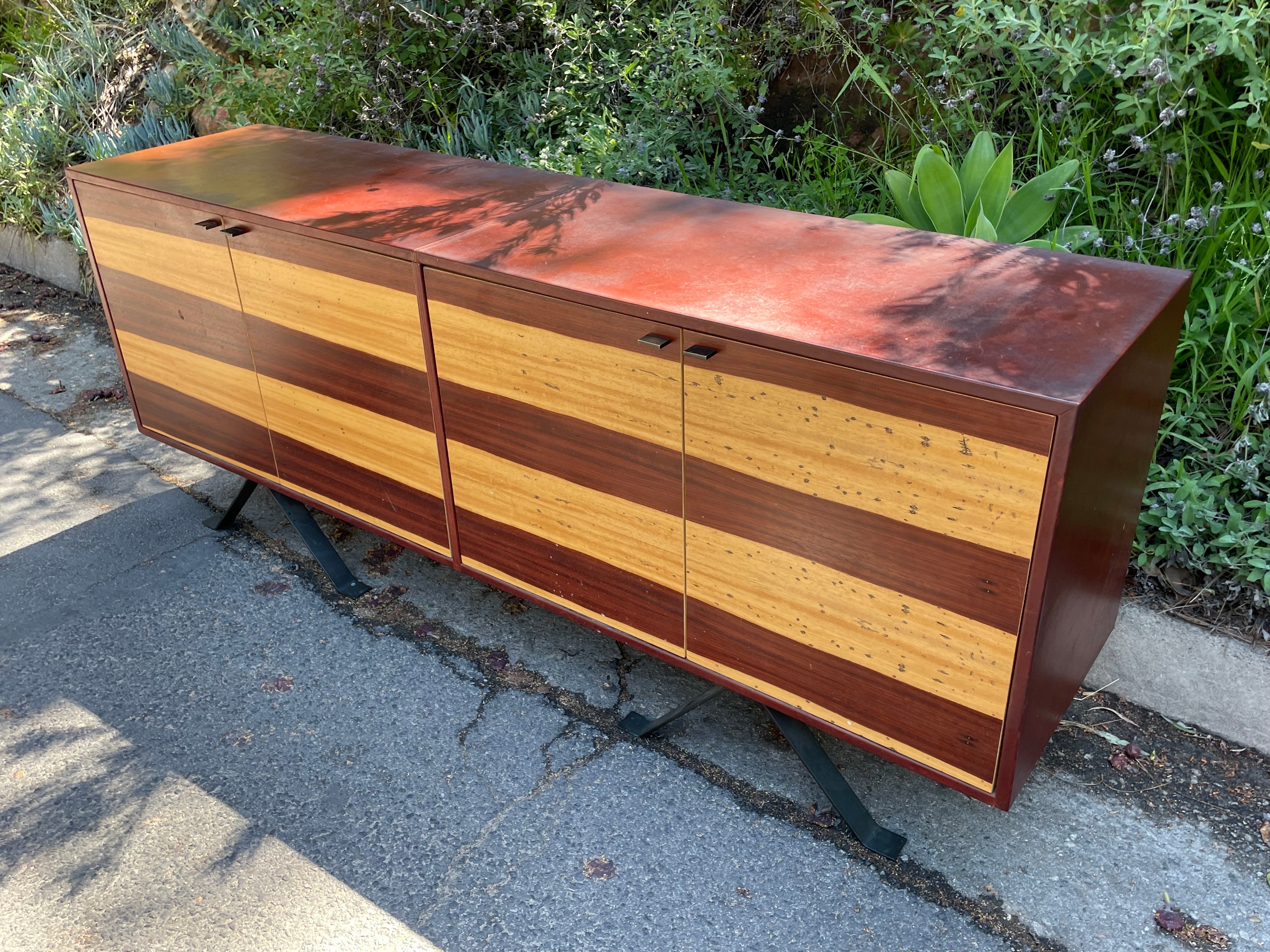 Gorgeous Mid-Century Leather Wrapped Credenza by Thomas Hayes For Sale 6