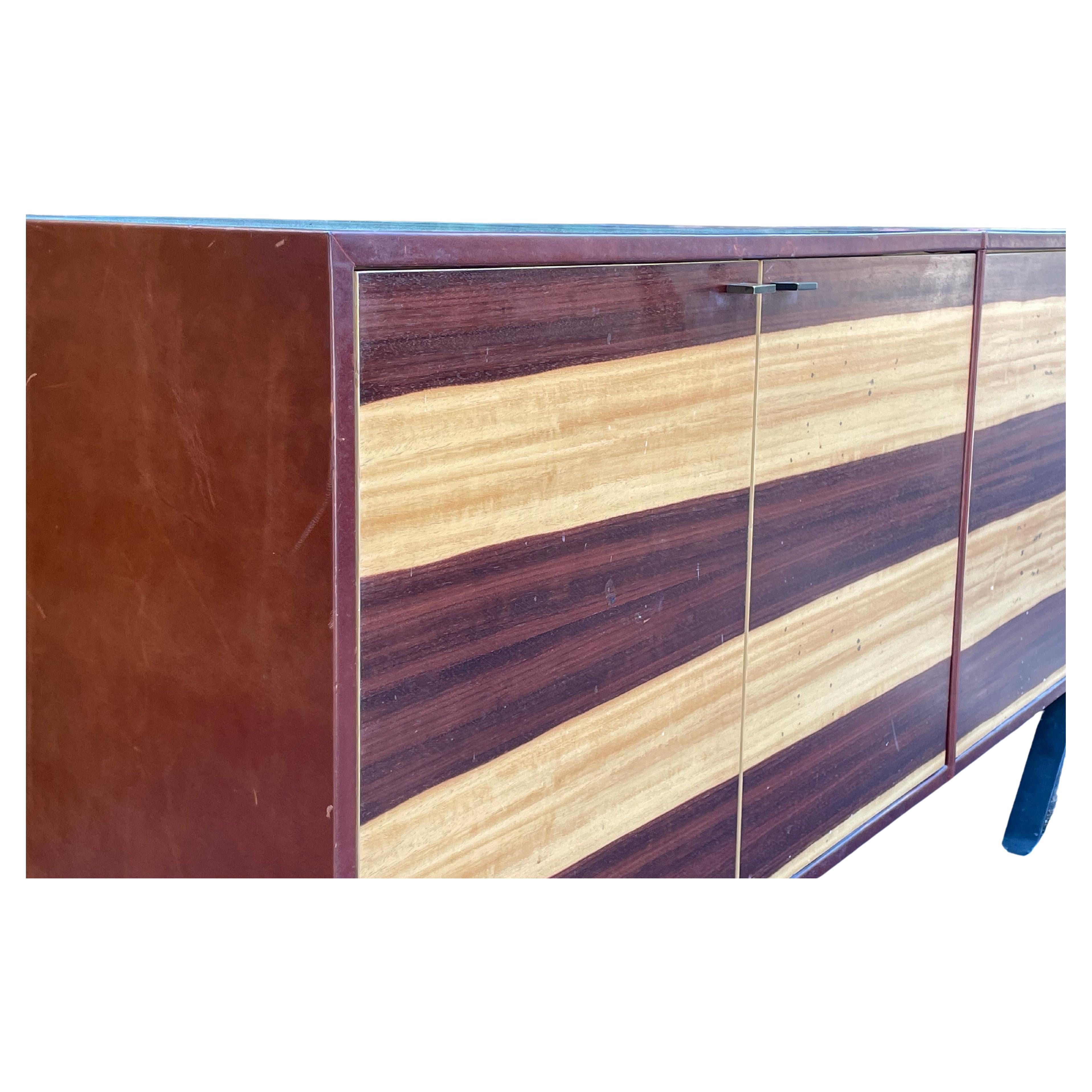 Gorgeous Mid-Century Leather Wrapped Credenza by Thomas Hayes For Sale 7