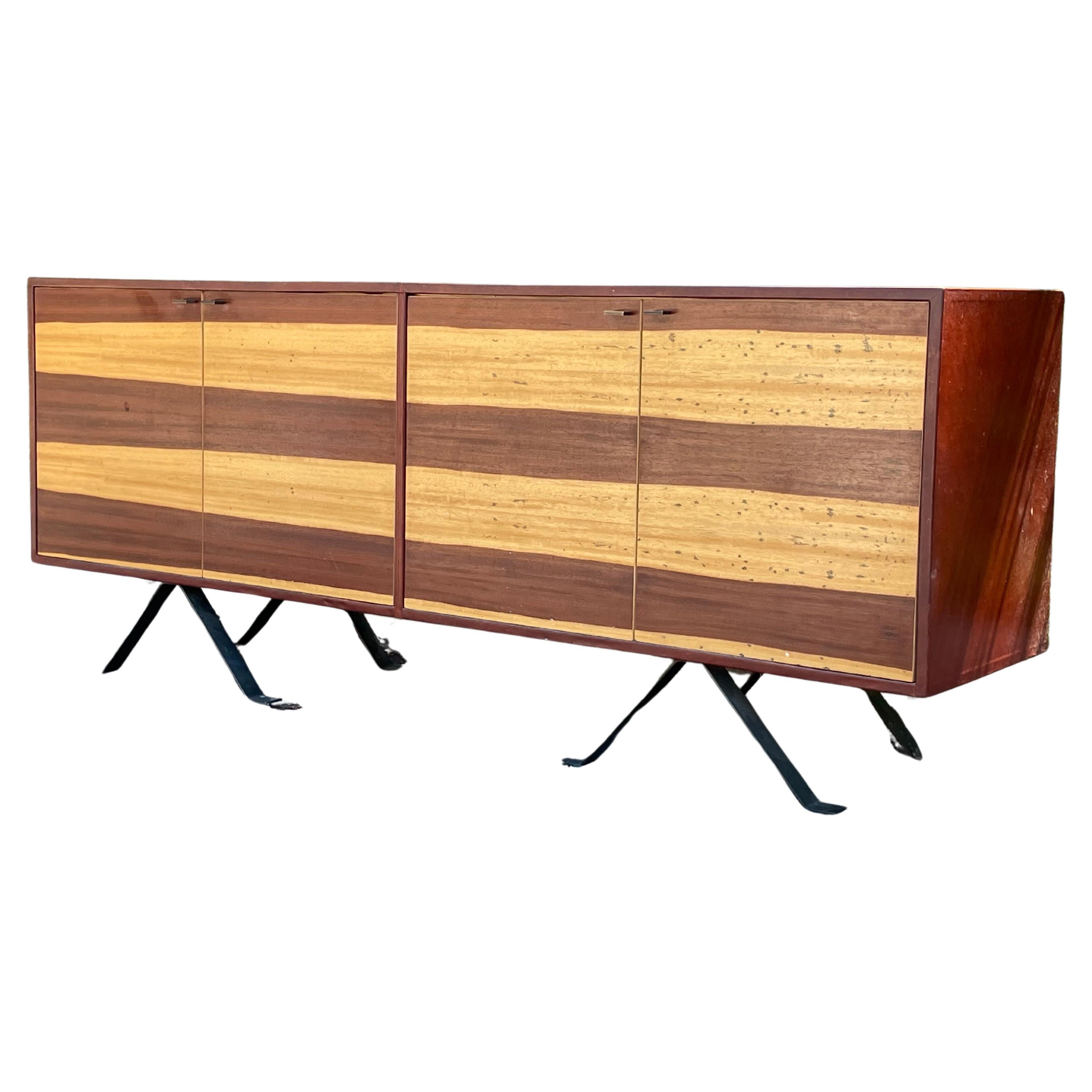 Gorgeous Mid-Century Leather Wrapped Credenza by Thomas Hayes For Sale 8