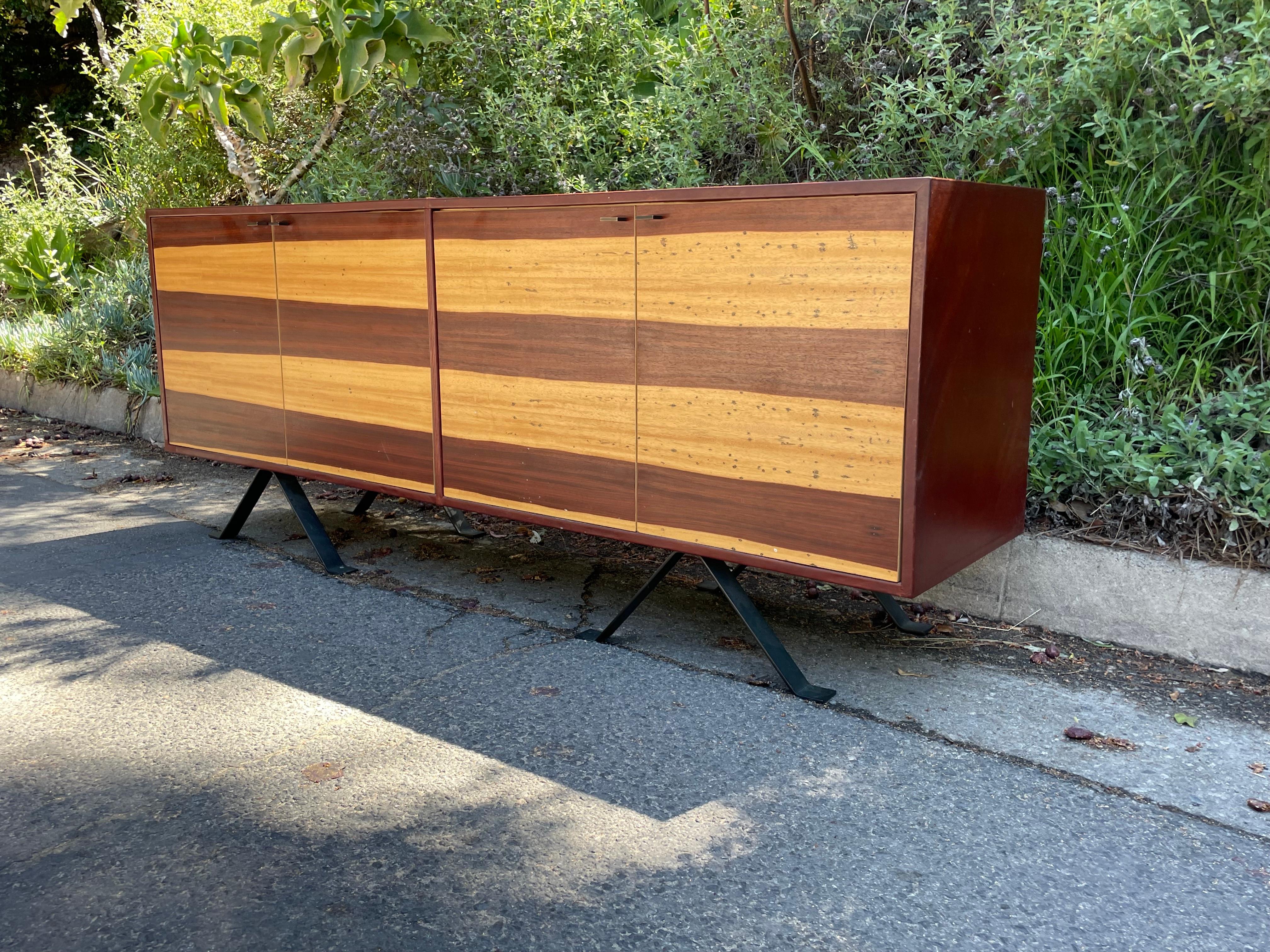 Gorgeous Mid-Century Leather Wrapped Credenza by Thomas Hayes For Sale 9