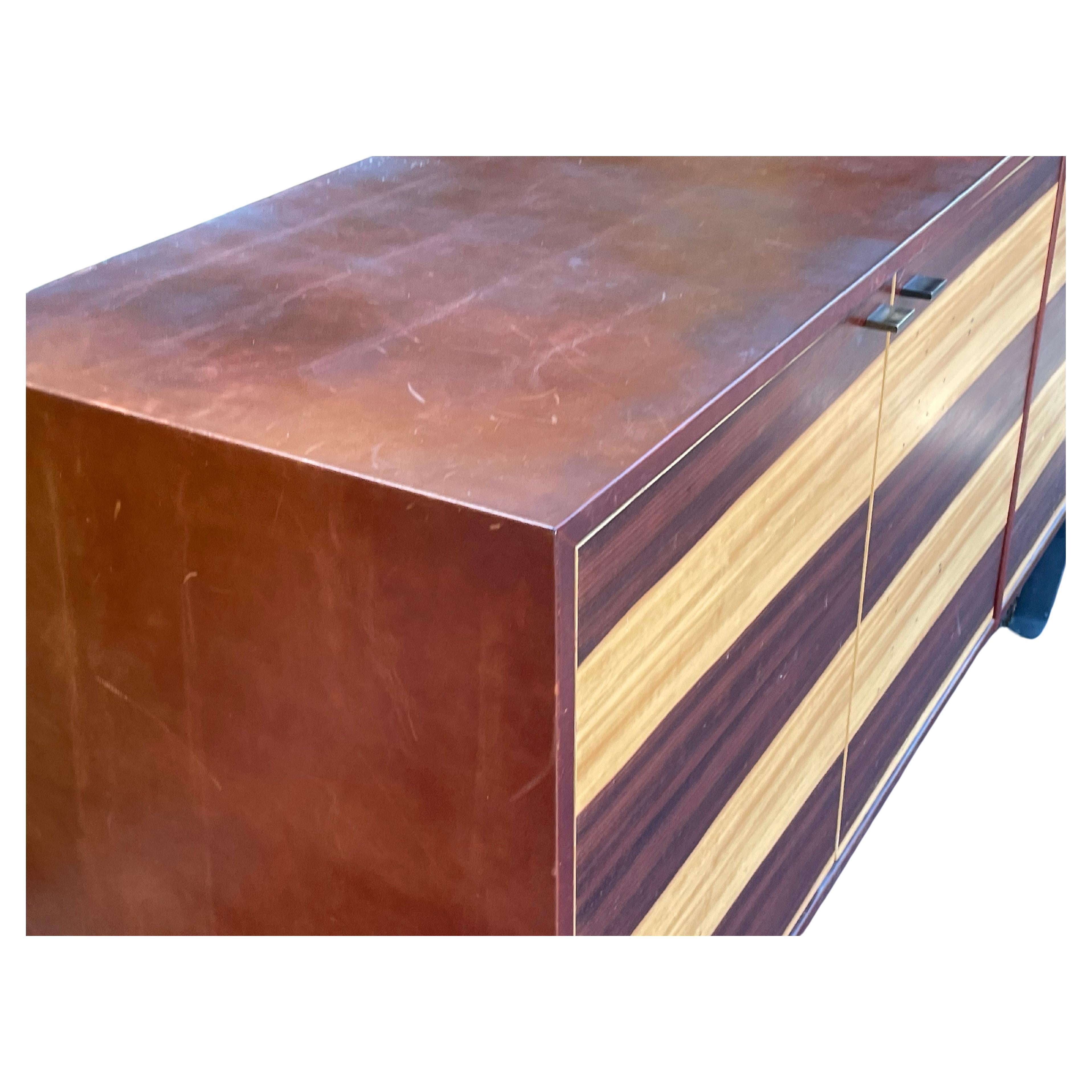 Mid-Century Modern Gorgeous Mid-Century Leather Wrapped Credenza by Thomas Hayes For Sale