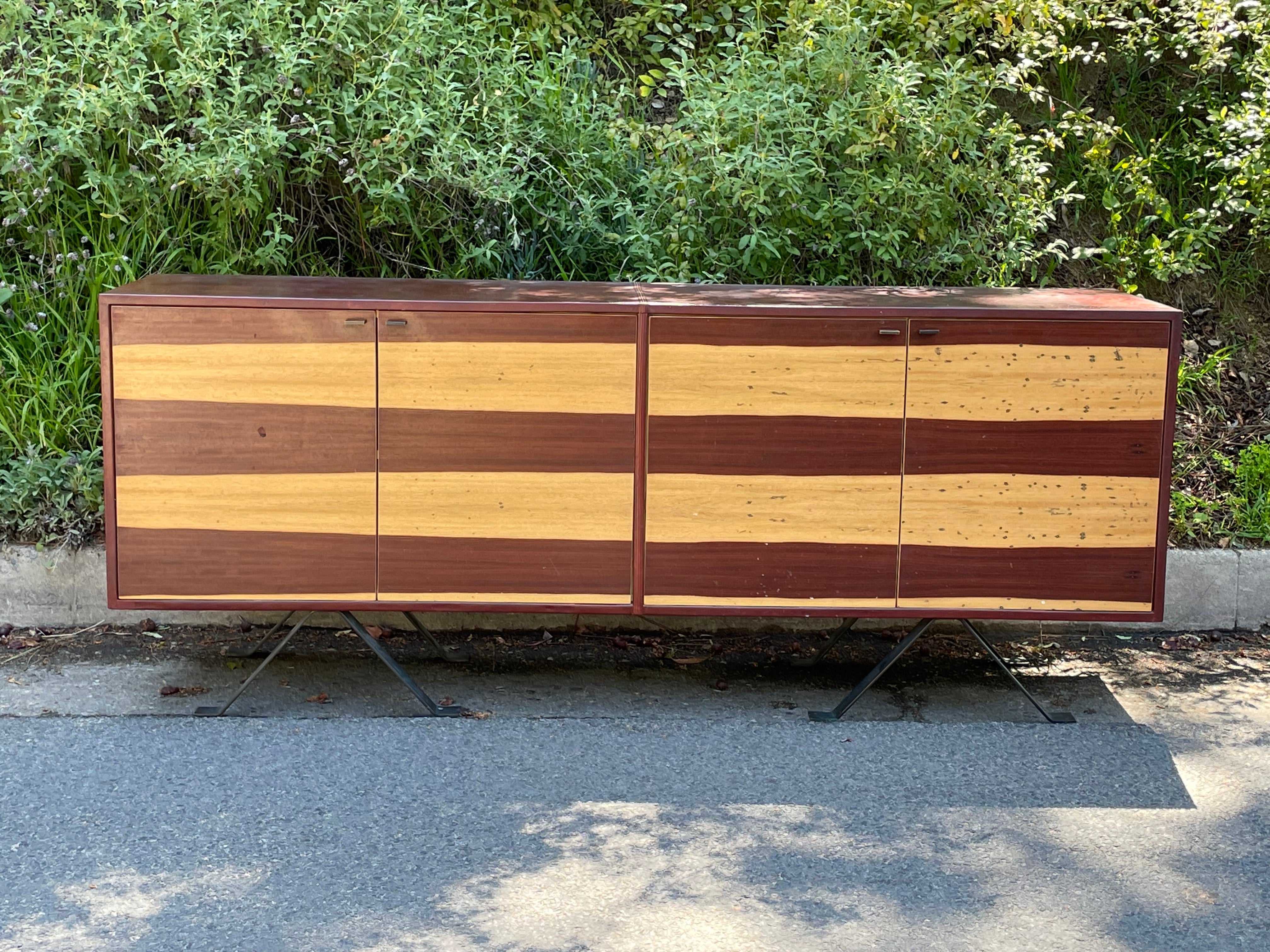 Gorgeous Mid-Century Leather Wrapped Credenza by Thomas Hayes In Good Condition For Sale In Los Angeles, CA