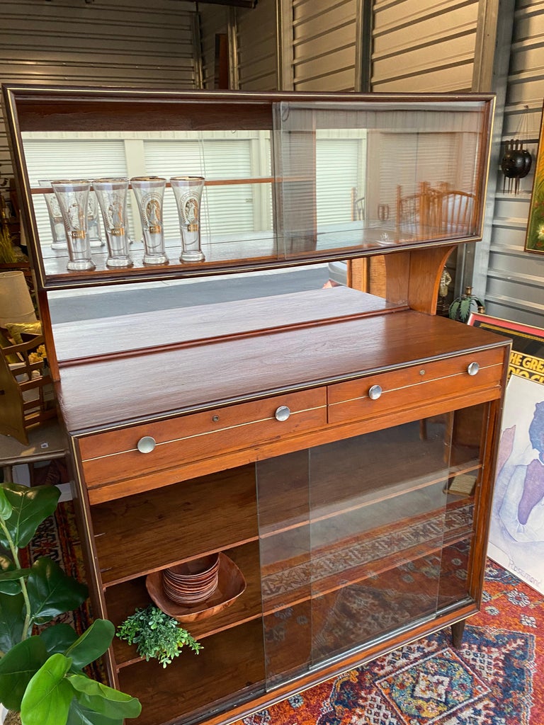 Mid Century MCM Vintage Dry Bar Buffet Sideboard Hutch