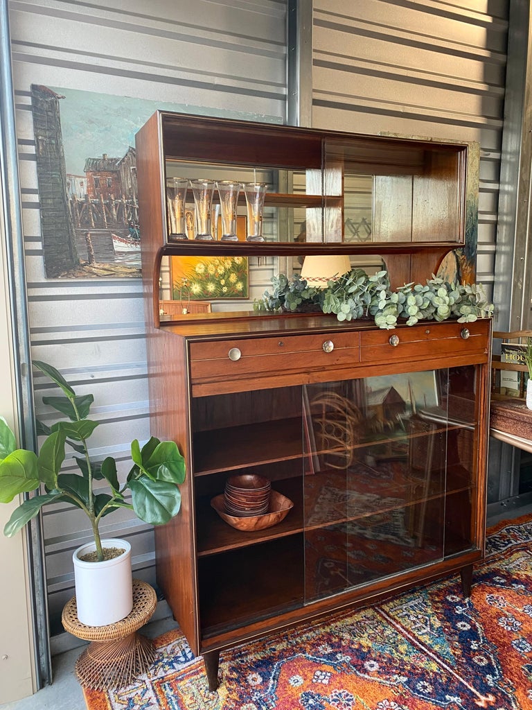 Mid Century MCM Vintage Dry Bar Buffet Sideboard Hutch