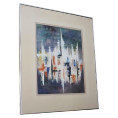 Vintage Gorgeous Mid Century Modern Abstract Painting. Watercolor Kay Johnson Rare