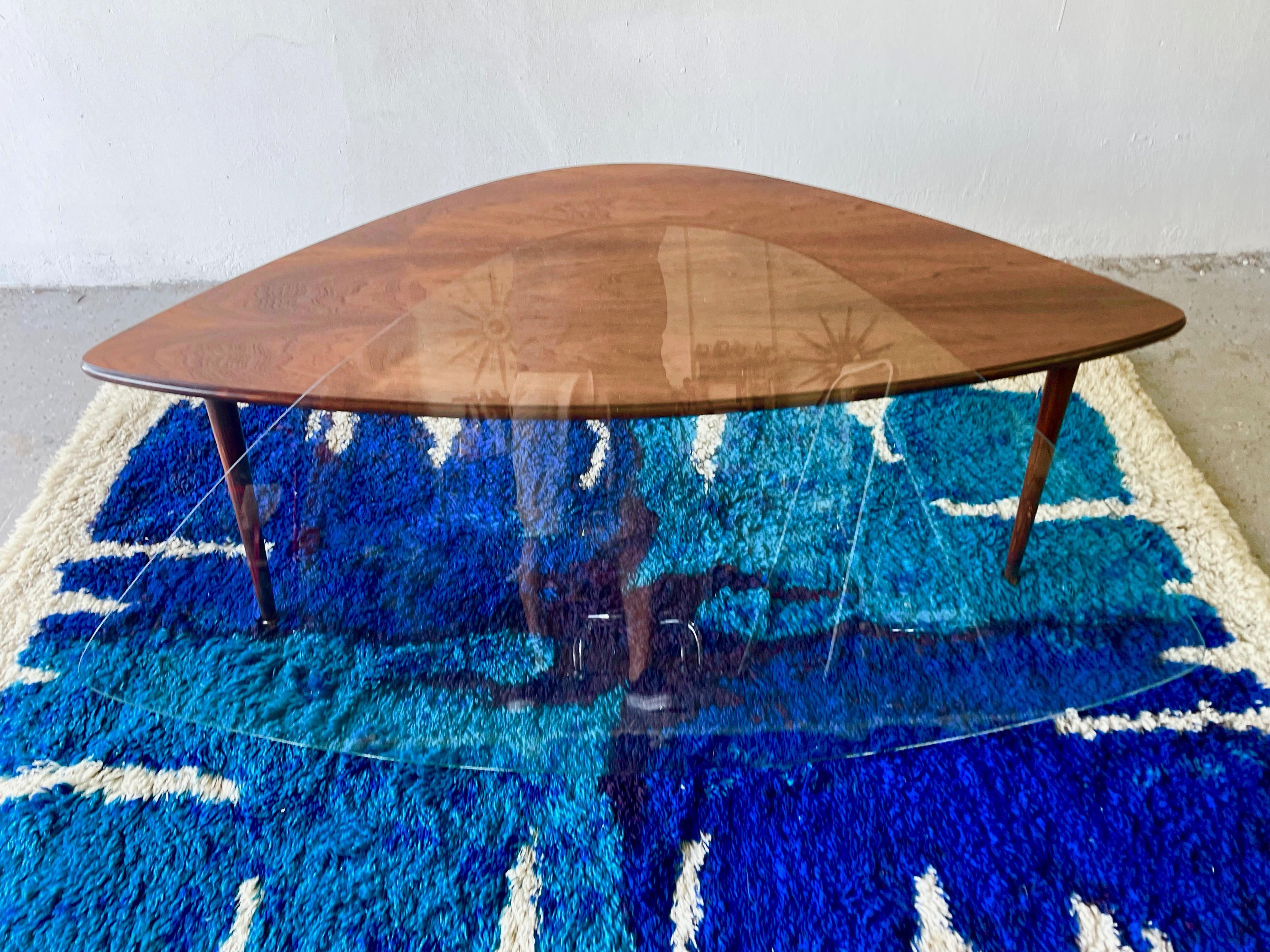 Gorgeous Mid-Century Modern Guitar Pick Free Form Coffee Table 1