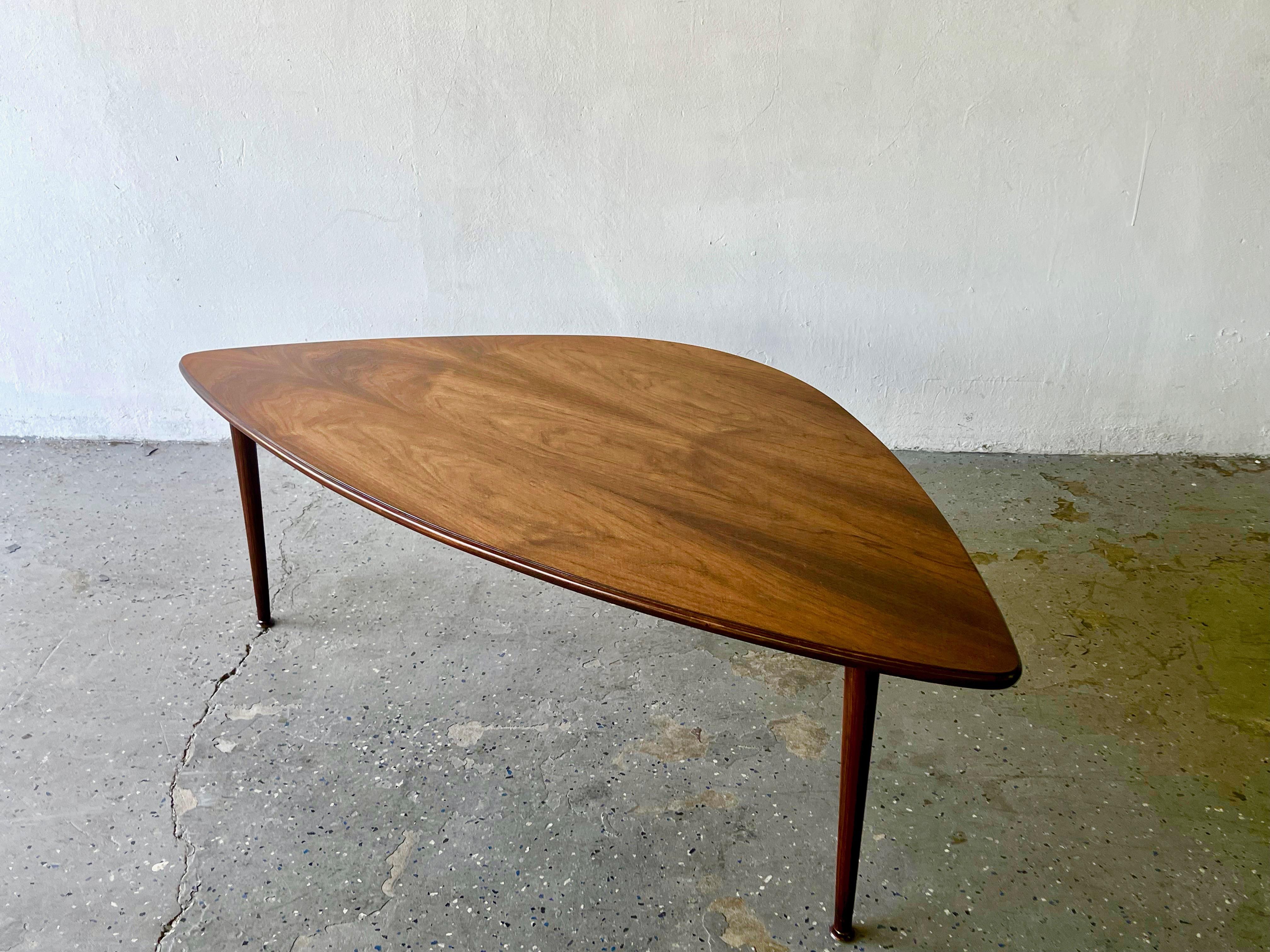 Walnut Gorgeous Mid-Century Modern Guitar Pick Free Form Coffee Table