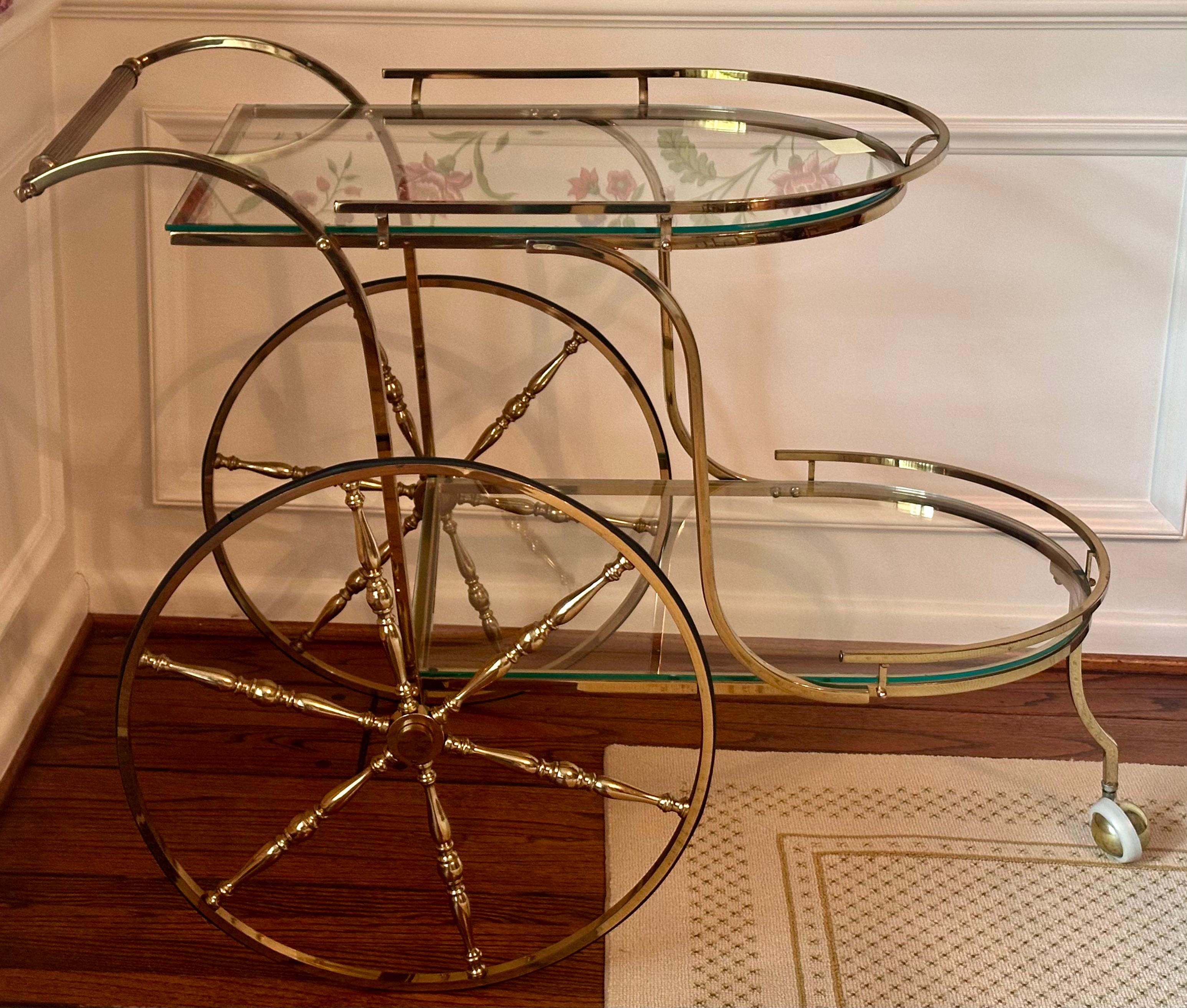 Hollywood Regency Magnifique chariot de cocktail de style Maison Jansen, mi-siècle moderne en vente
