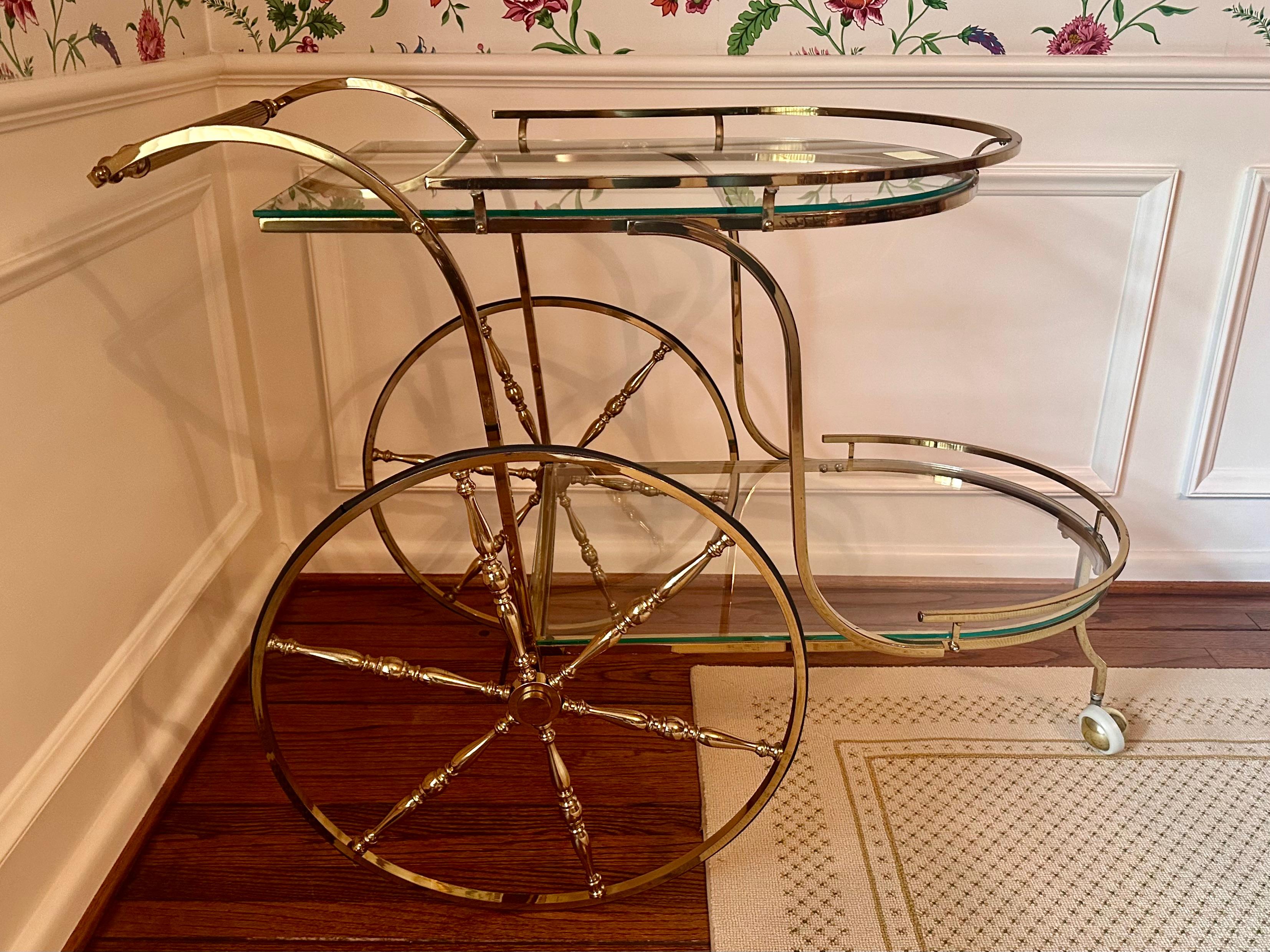 Gorgeous Mid Century Modern Maison Jansen Style Cocktail Cart In Good Condition For Sale In LOS ANGELES, CA