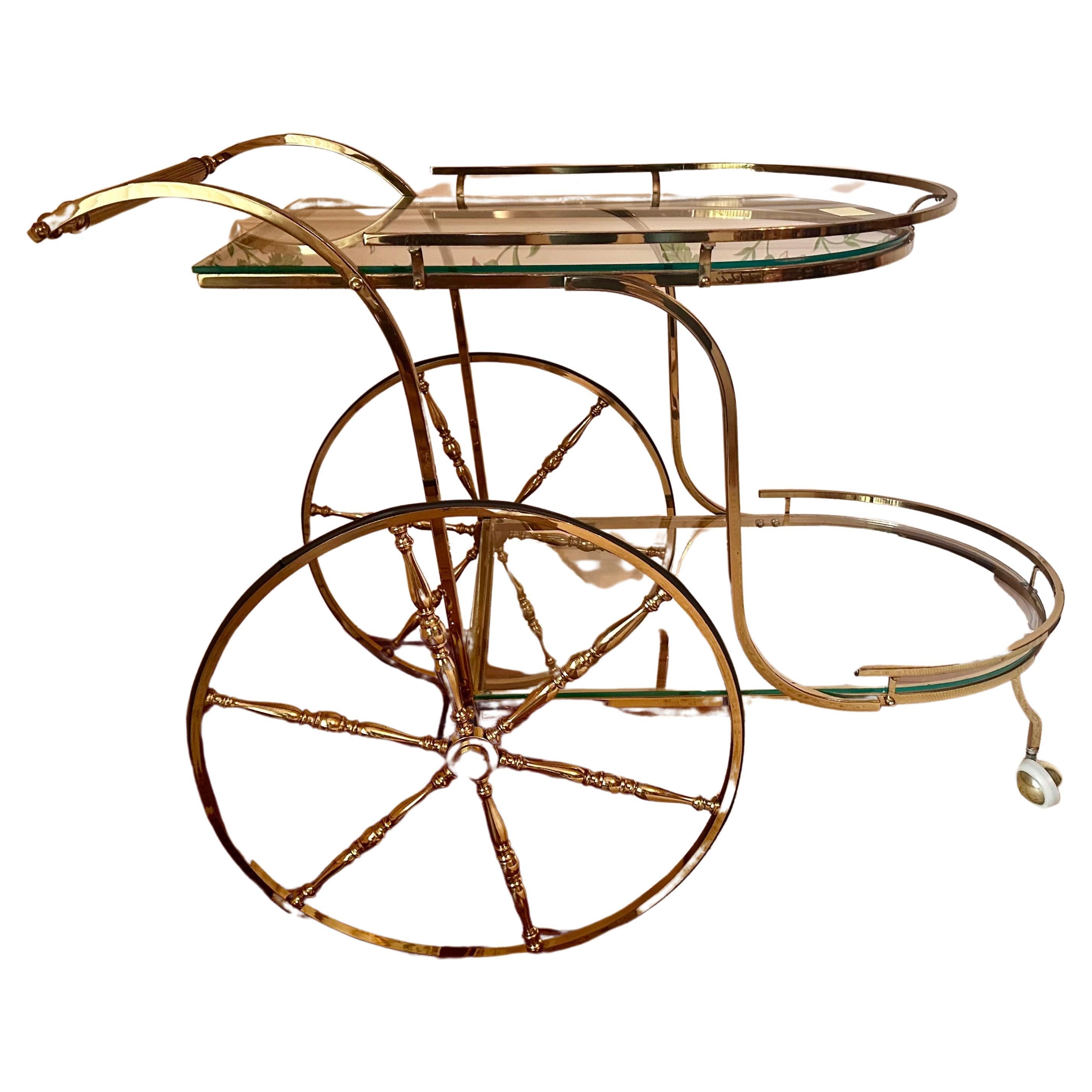 Magnifique chariot de cocktail de style Maison Jansen, mi-siècle moderne en vente