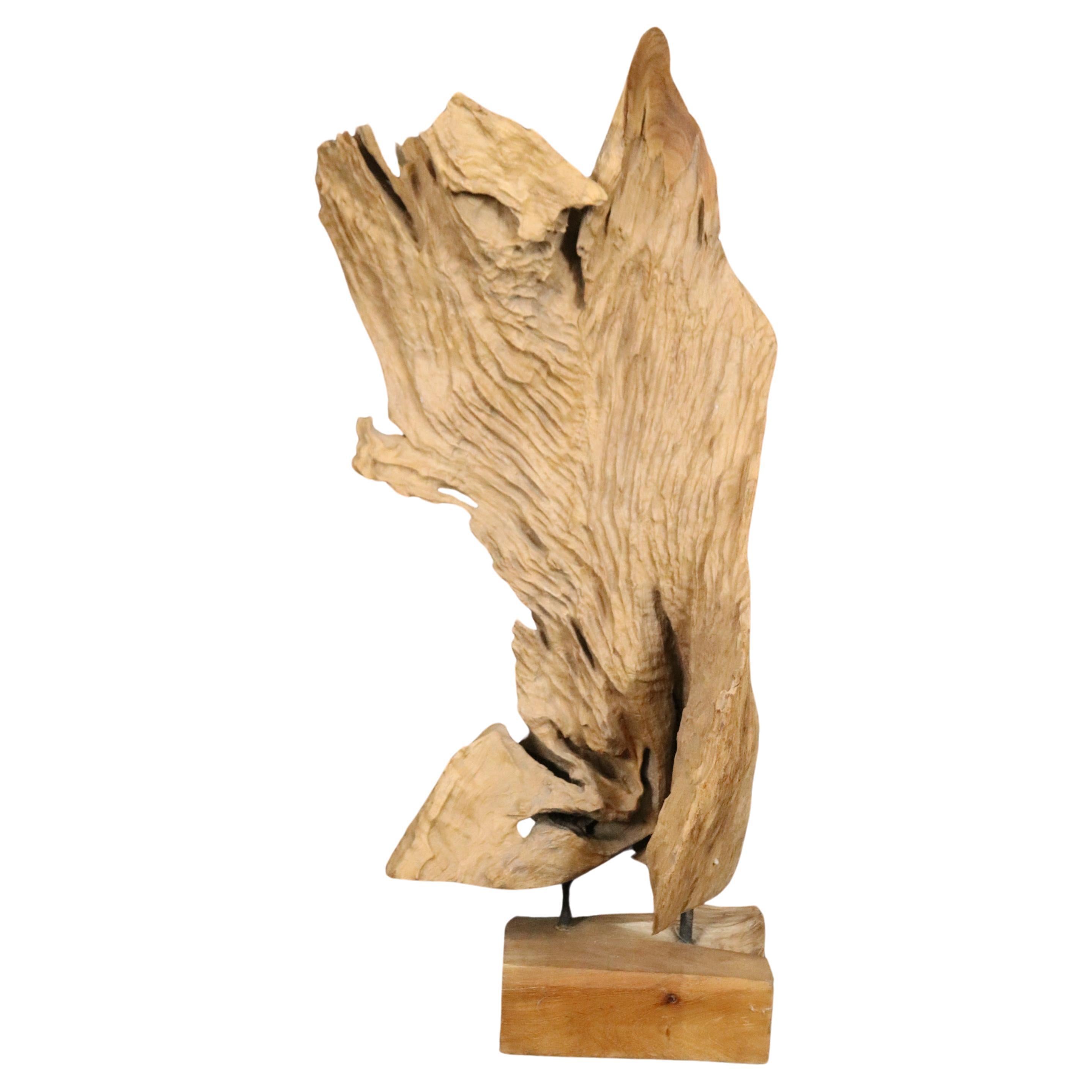 Gorgeous Mid Century Modern Natural Driftwood Mounted Specimen Sculpture For Sale