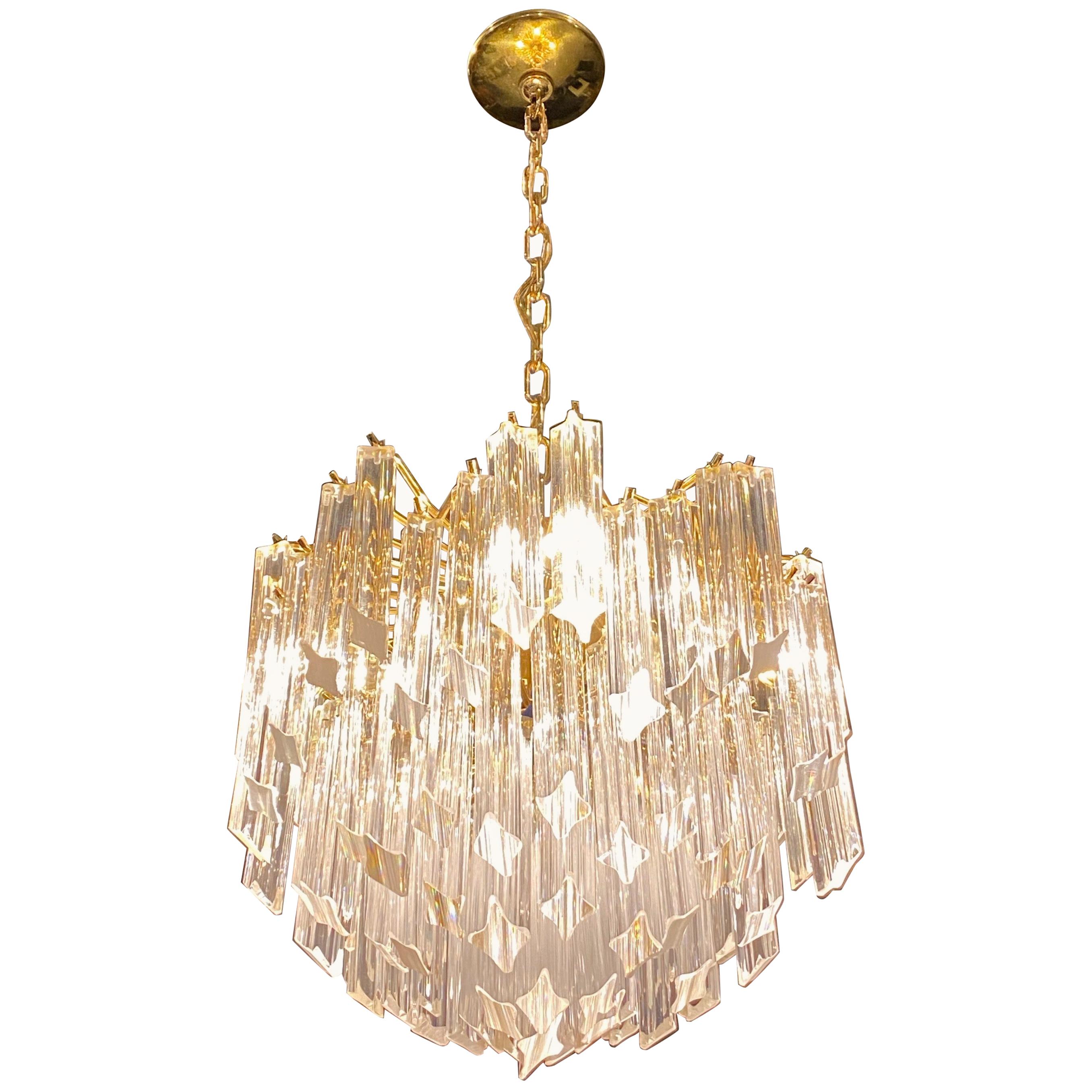 Gorgeous Midcentury Round Italian Murano Chandelier For Sale