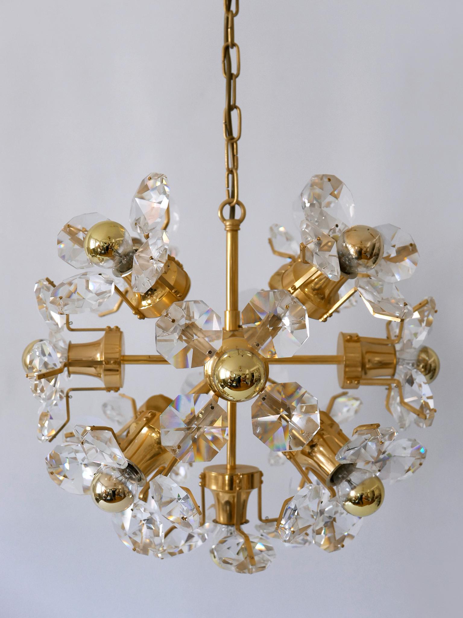 Faceted Gorgeous Mid Century Sputnik Chandelier or Pendant Lamp Dandelion by Palwa 1960s For Sale