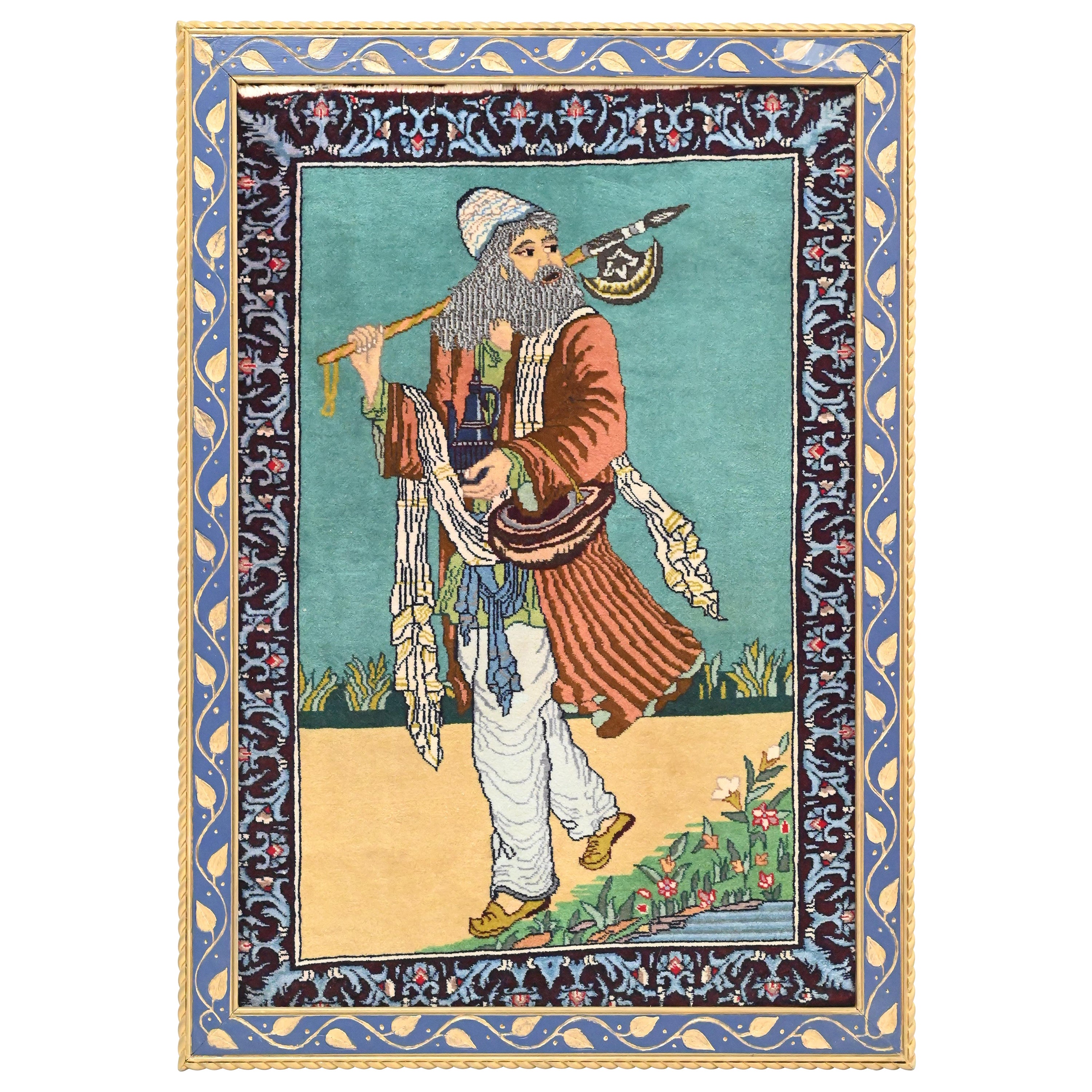 Gorgeous Mid-Late 20th Century Tabriz Pictorial Framed Carpet For Sale