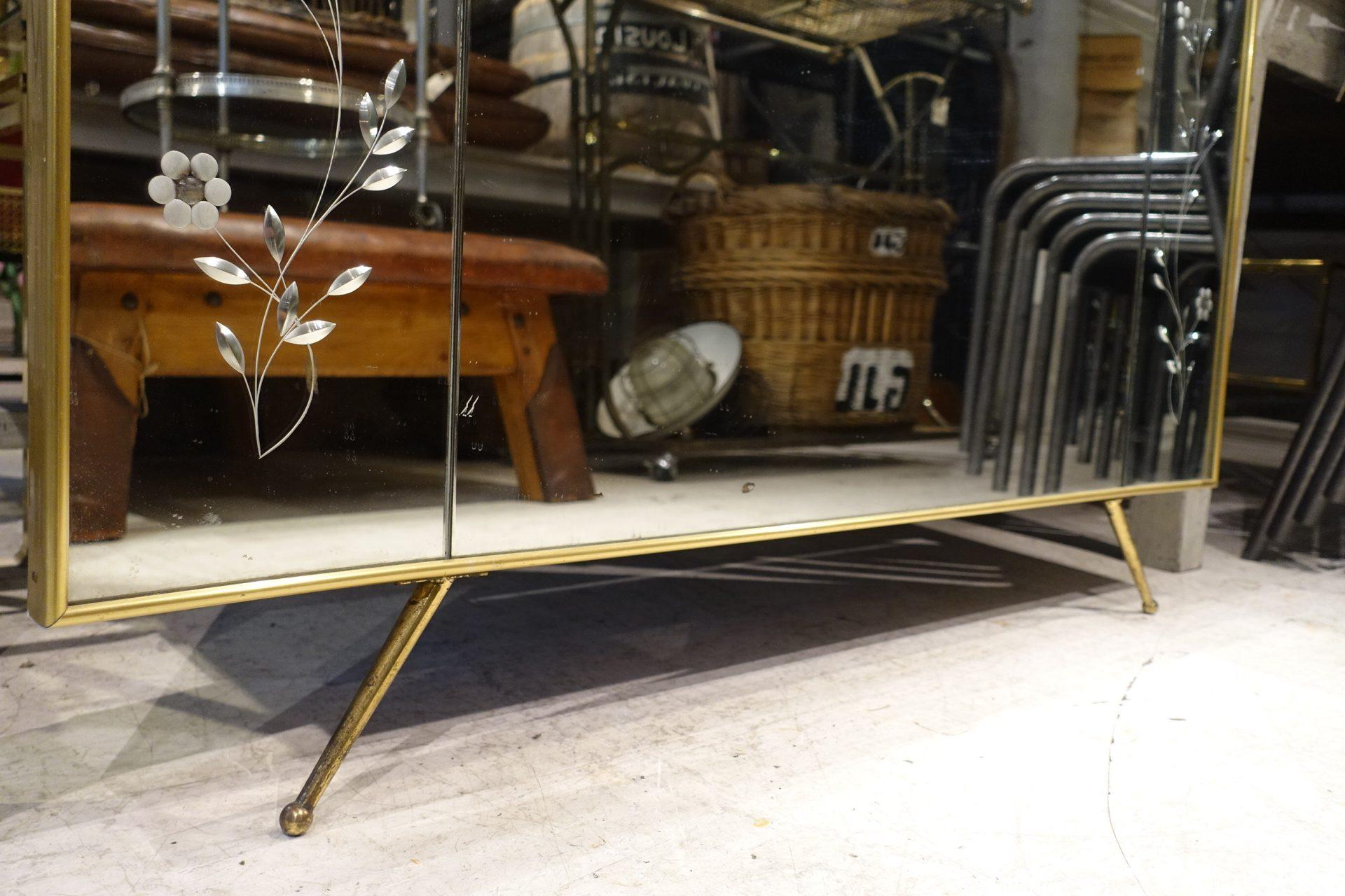 Gorgeous Midcentury Italian Brass Dressing/Wardrobe Mirror In Good Condition In Copenhagen K, DK