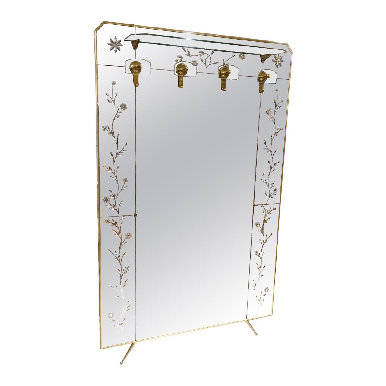 Gorgeous Midcentury Italian Brass Dressing/Wardrobe Mirror