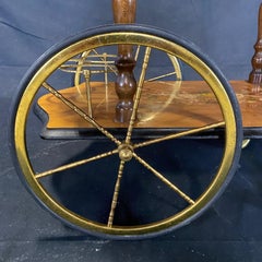 Gorgeous Midcentury Italian Marquetry Drop Leaf Bar Cart