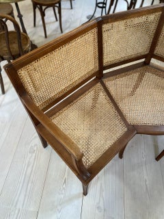 Gorgeous Mid-Century Wicker and Beech Corner Bench