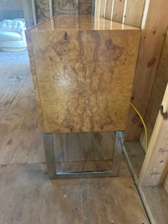 Gorgeous Milo Baughman Burl Olivewood Chrome Credenza Mid-Century