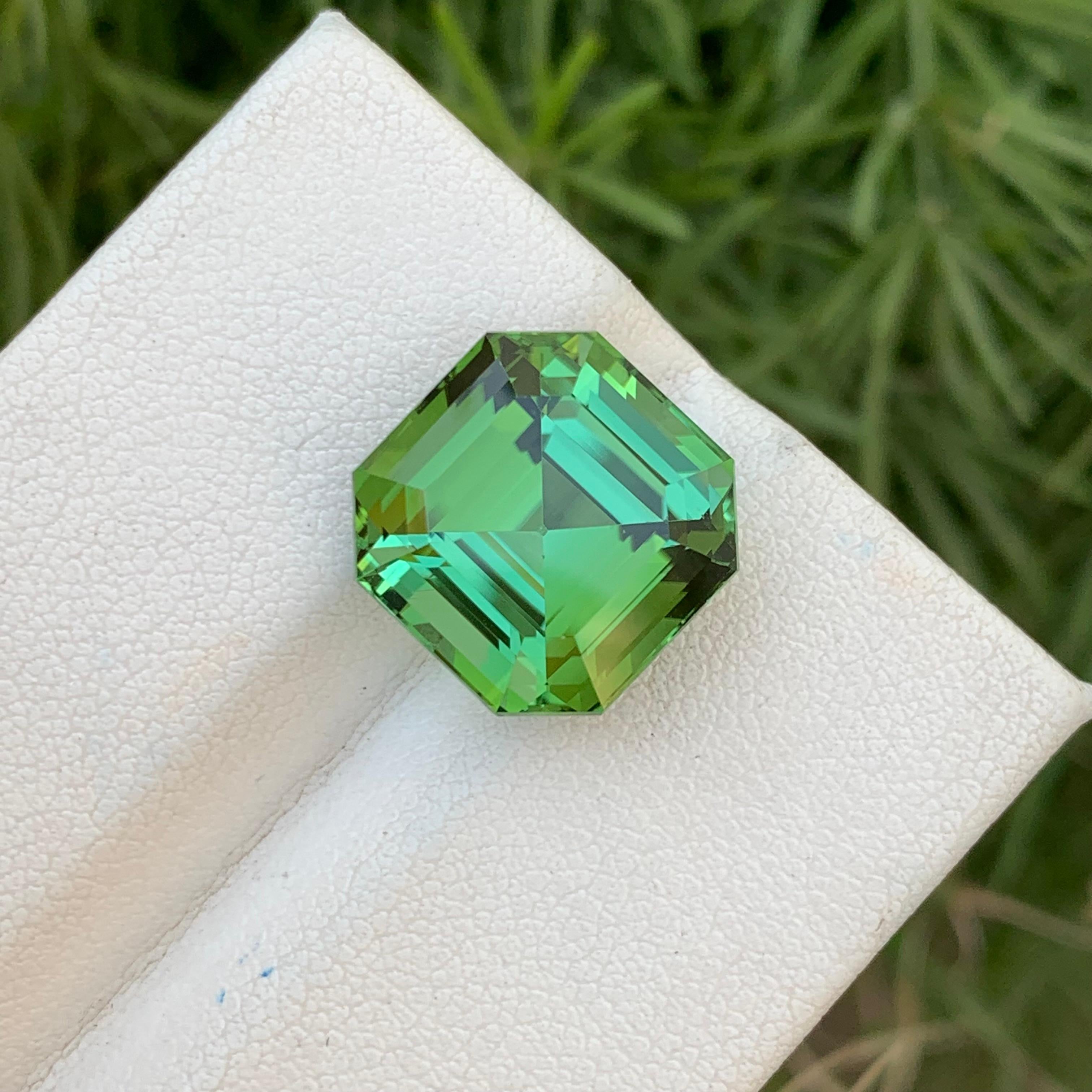 Gorgeous Mint Green Loose Tourmaline Ring Gem 12.35 Carats Asscher Cut Gemstone For Sale 10