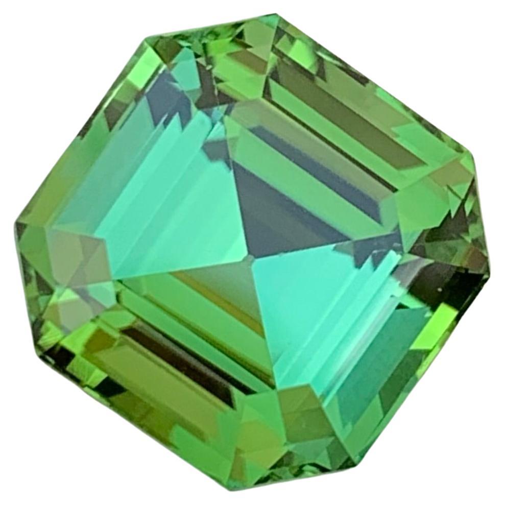 Magnifique bague en tourmaline verte menthe non sertie de 12,35 carats, pierre précieuse taille Asscher