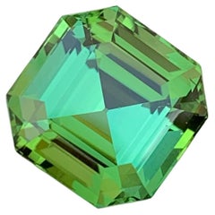 Magnifique bague en tourmaline verte menthe non sertie de 12,35 carats, pierre précieuse taille Asscher