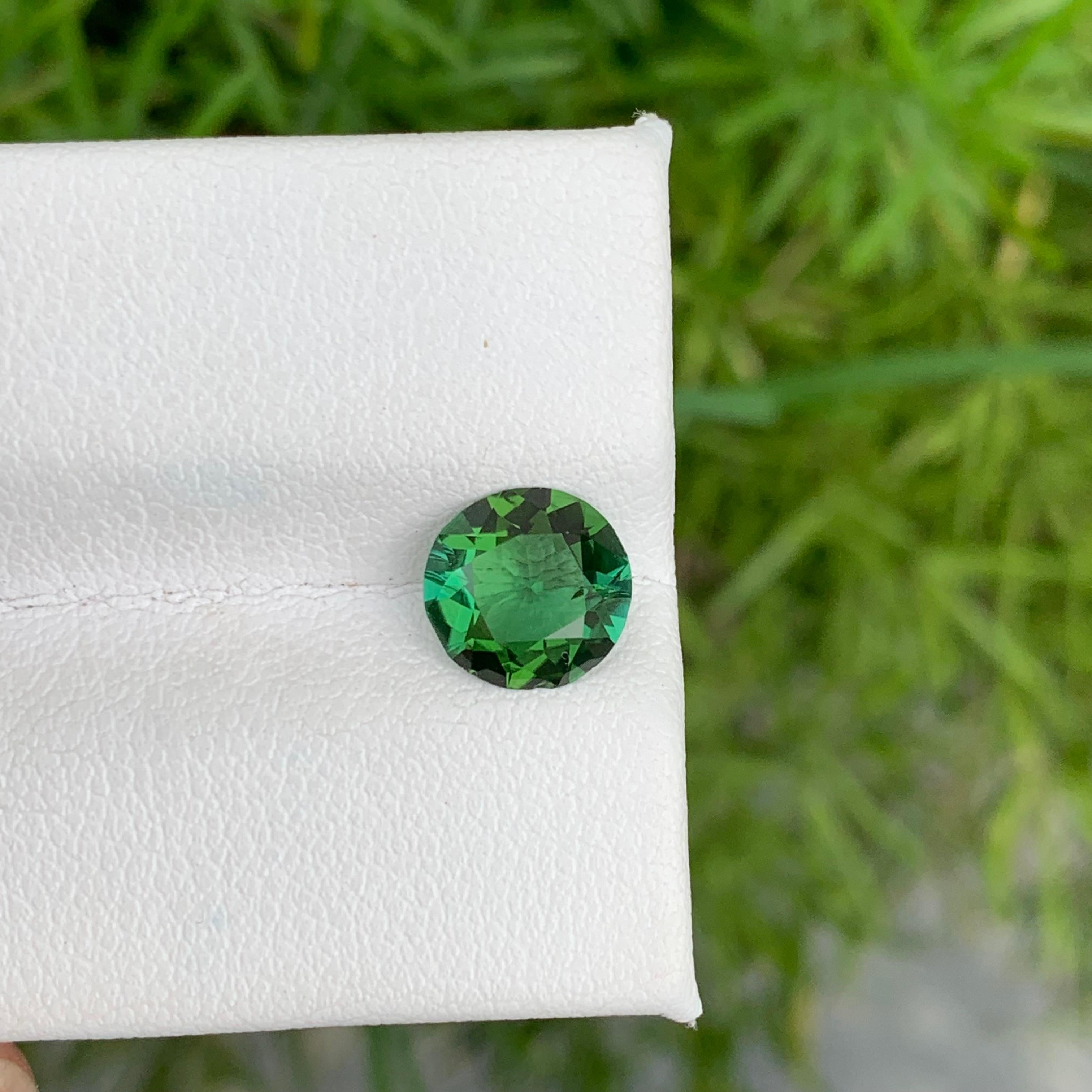 Taille ronde Superbe bague en tourmaline verte menthe de 1,40 carat, pierre précieuse taille ronde en vente