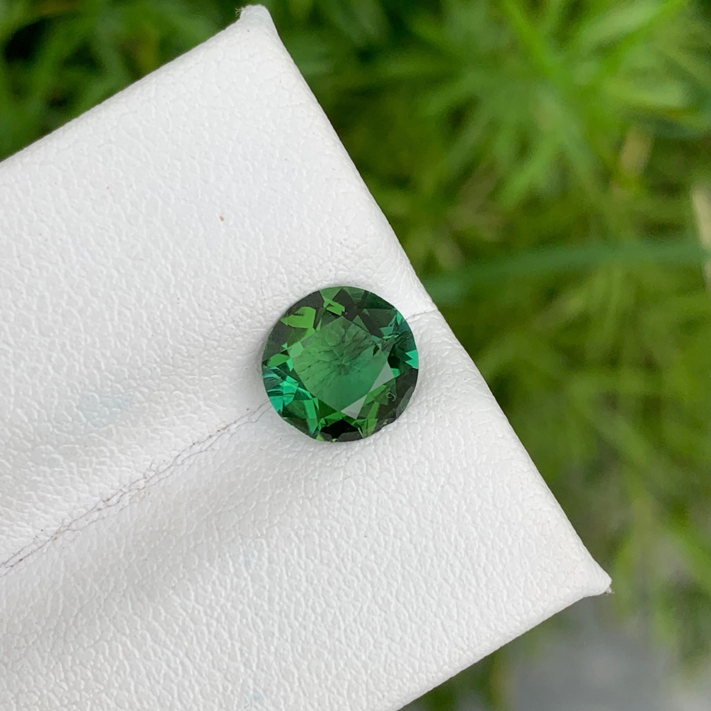 Superbe bague en tourmaline verte menthe de 1,40 carat, pierre précieuse taille ronde Unisexe en vente