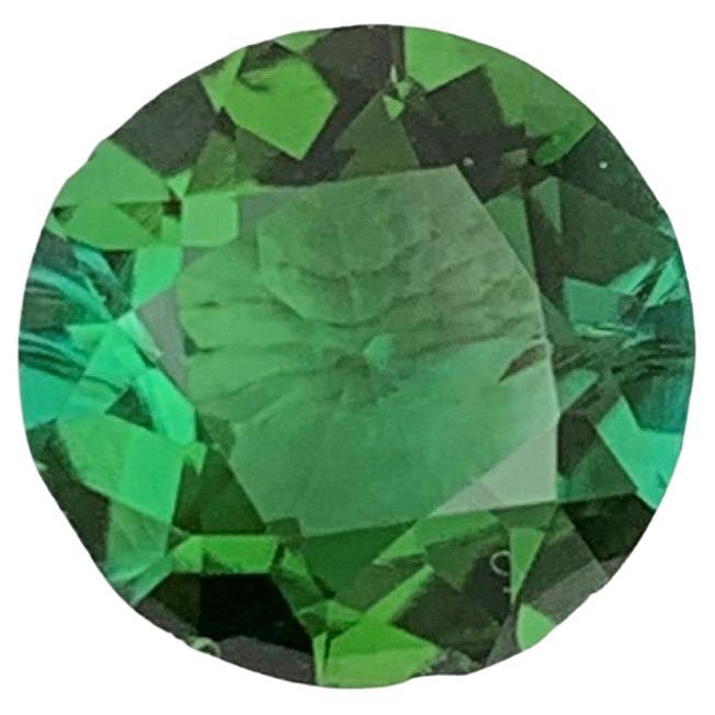 Superbe bague en tourmaline verte menthe de 1,40 carat, pierre précieuse taille ronde en vente