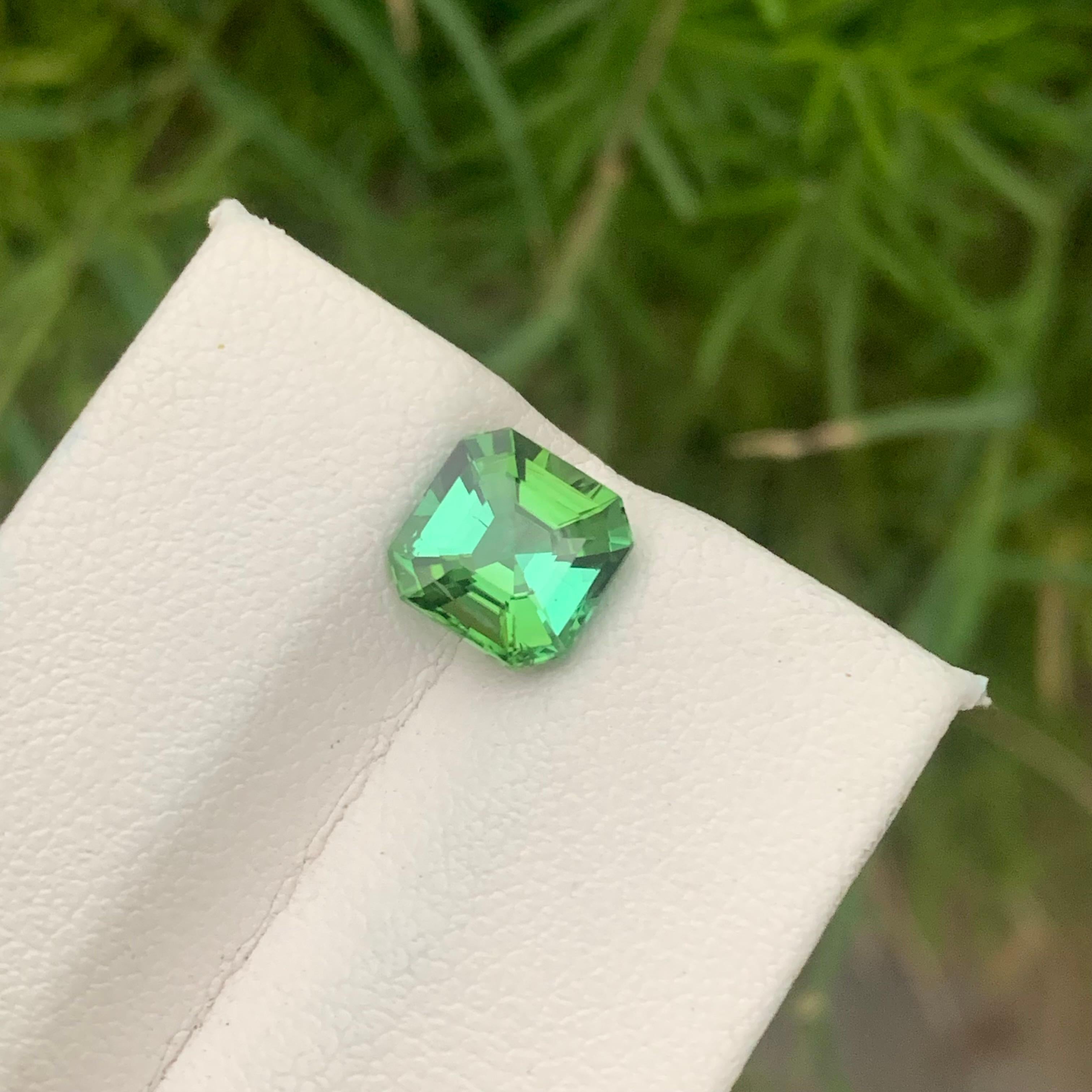 Gorgeous Mint Green Loose Tourmaline Ring Gem 2.15 Carat Asscher Cut Gemstone 3