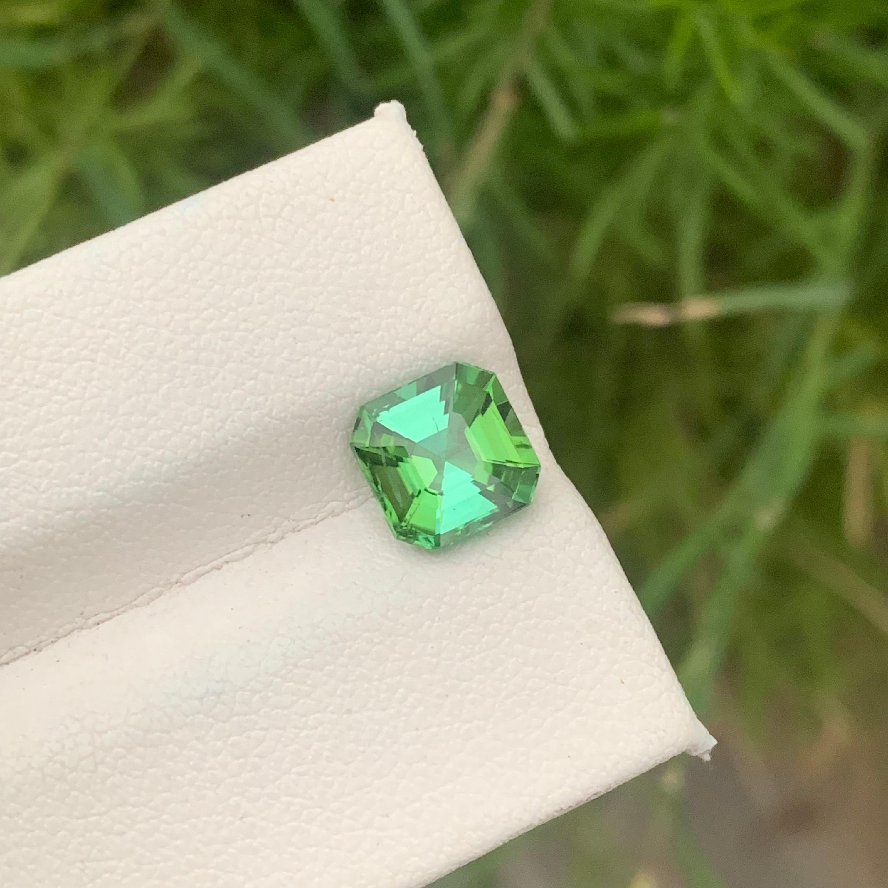 Gorgeous Mint Green Loose Tourmaline Ring Gem 2.15 Carat Asscher Cut Gemstone 4