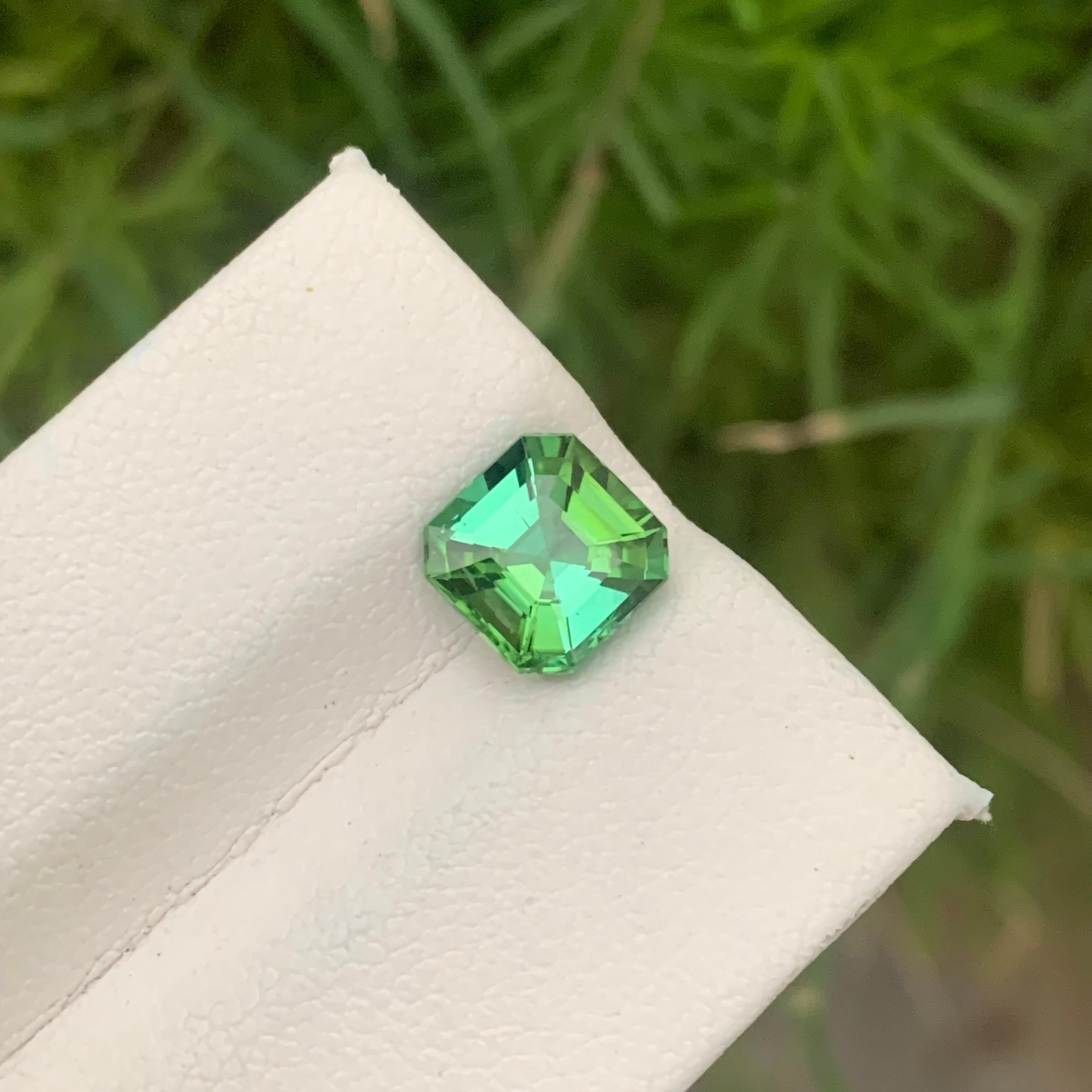Gorgeous Mint Green Loose Tourmaline Ring Gem 2.15 Carat Asscher Cut Gemstone 5
