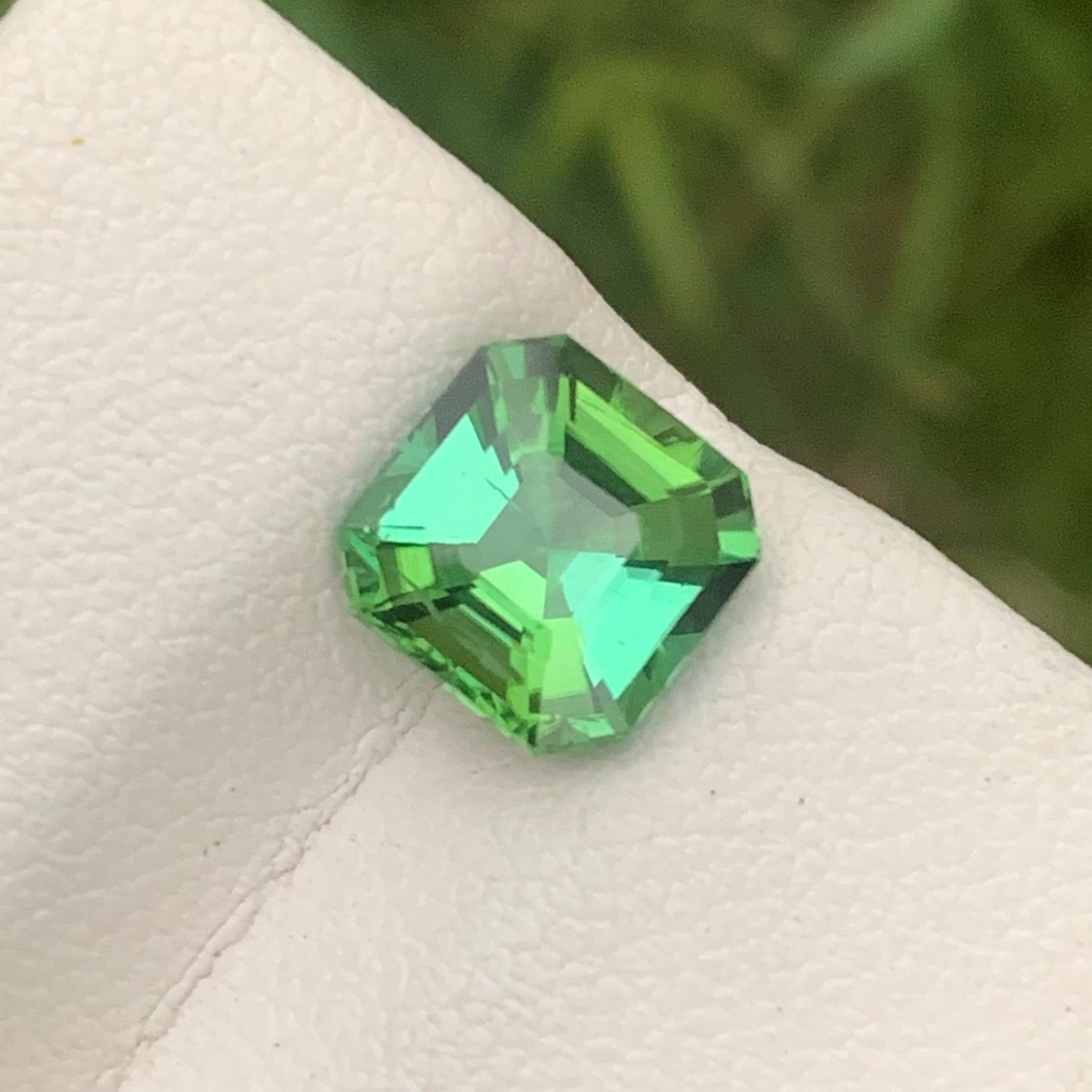 Gemstone Type : Tourmaline
Weight : 2.15 Carats
Dimensions : 7.8x7.7x5.2 Mm
Origin : Kunar Afghanistan
Clarity : Eye Clean
Shape: Asscher 
Color: Mintgreen
Certificate: On Demand
Basically, mint tourmalines are tourmalines with pastel hues of light