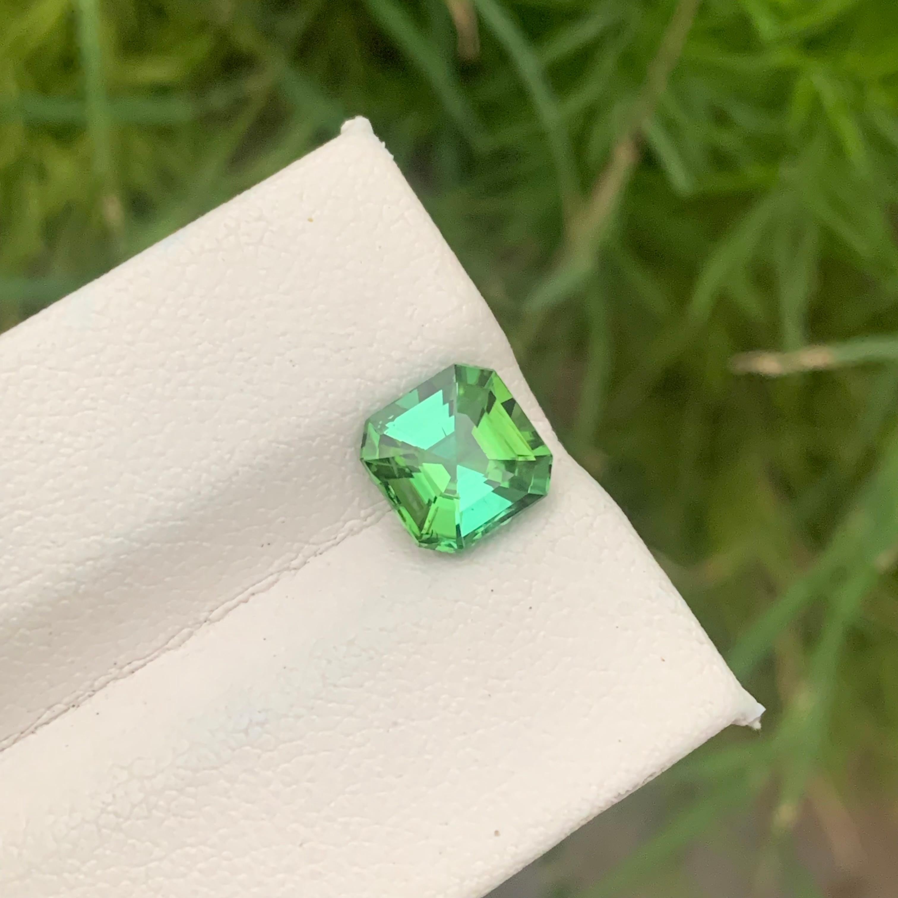 Gorgeous Mint Green Loose Tourmaline Ring Gem 2.15 Carat Asscher Cut Gemstone 1