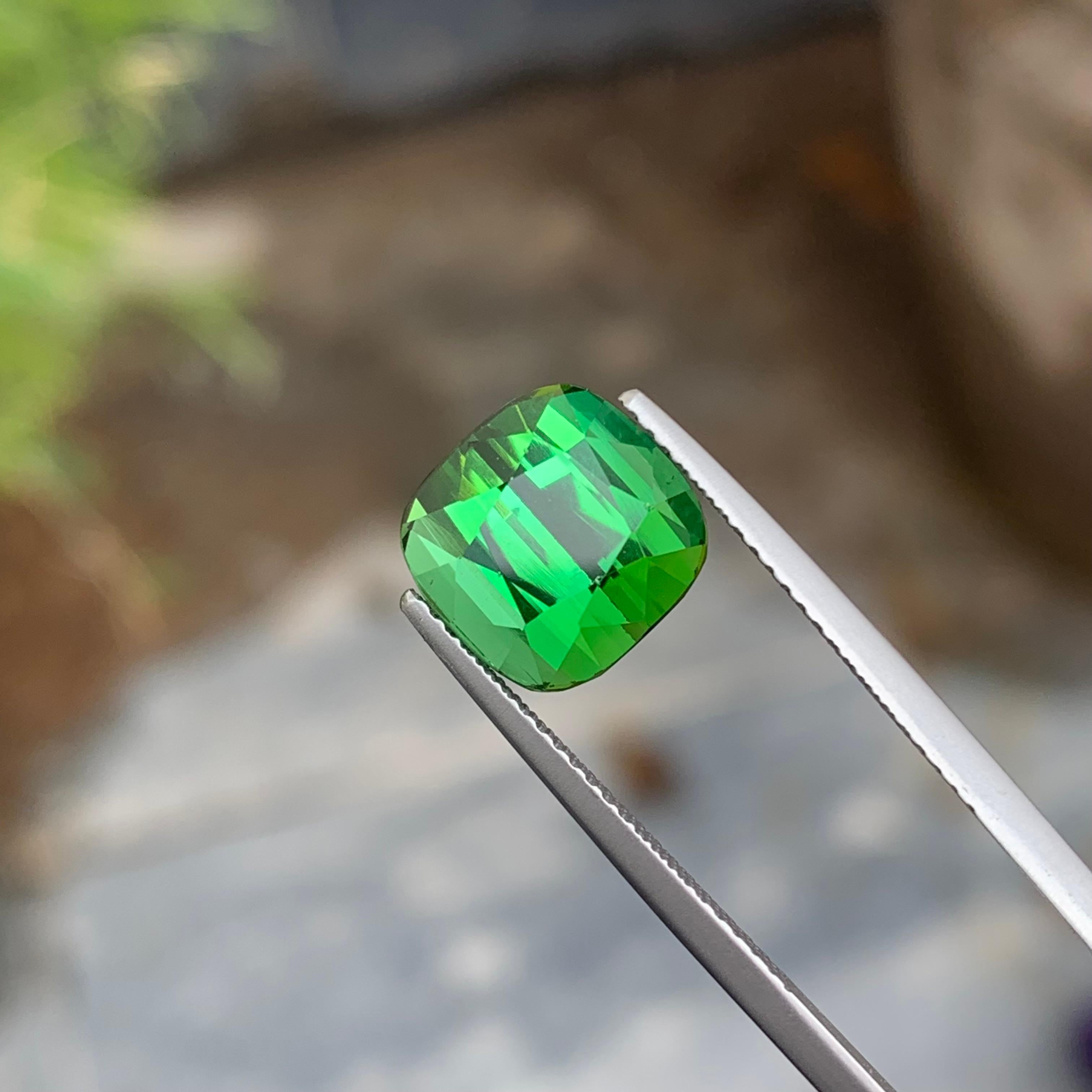 Gorgeous Mint Green Loose Tourmaline Ring Gem 5.95 Carat Cushion Gemstone For Sale 1