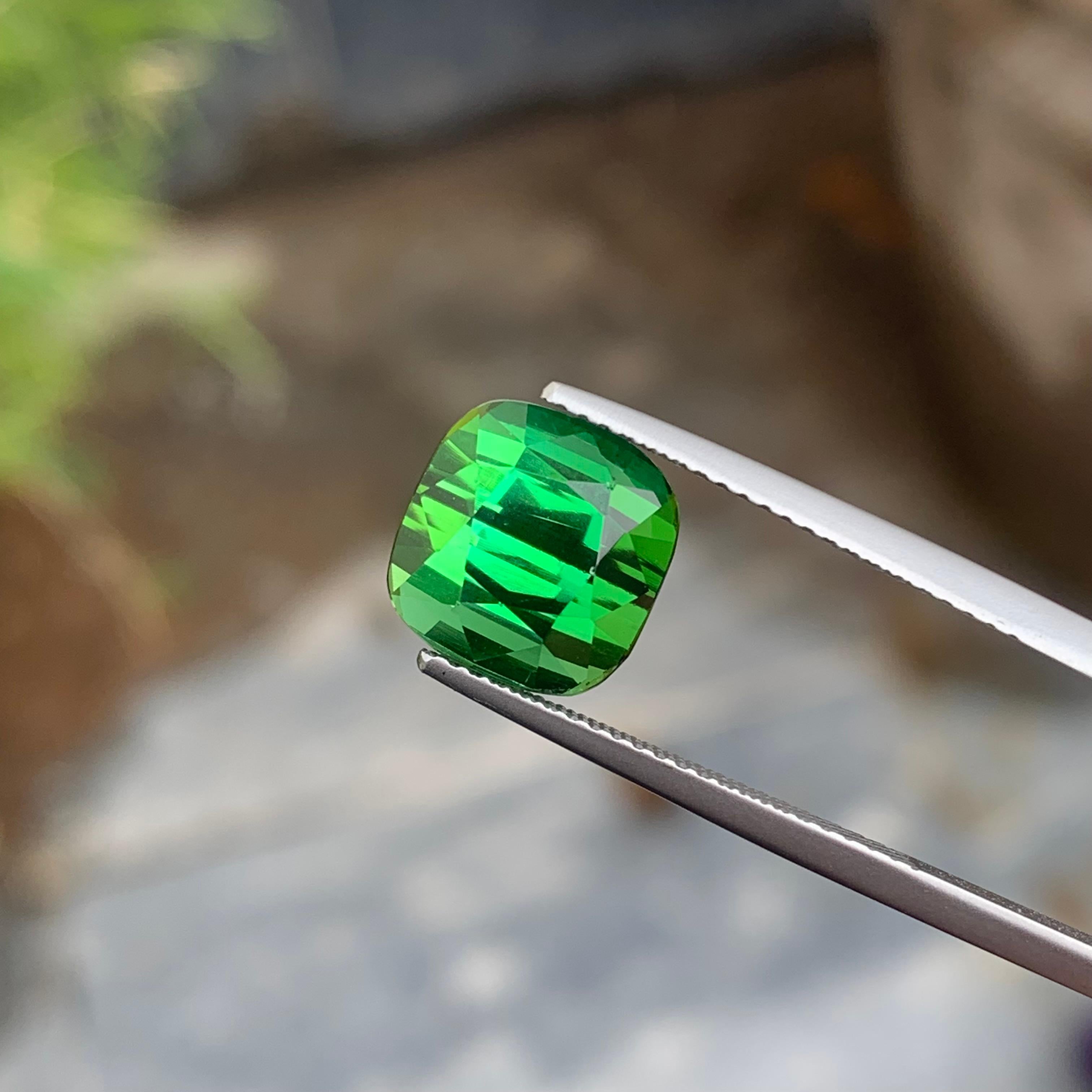 Women's or Men's Gorgeous Mint Green Loose Tourmaline Ring Gem 5.95 Carat Cushion Gemstone For Sale