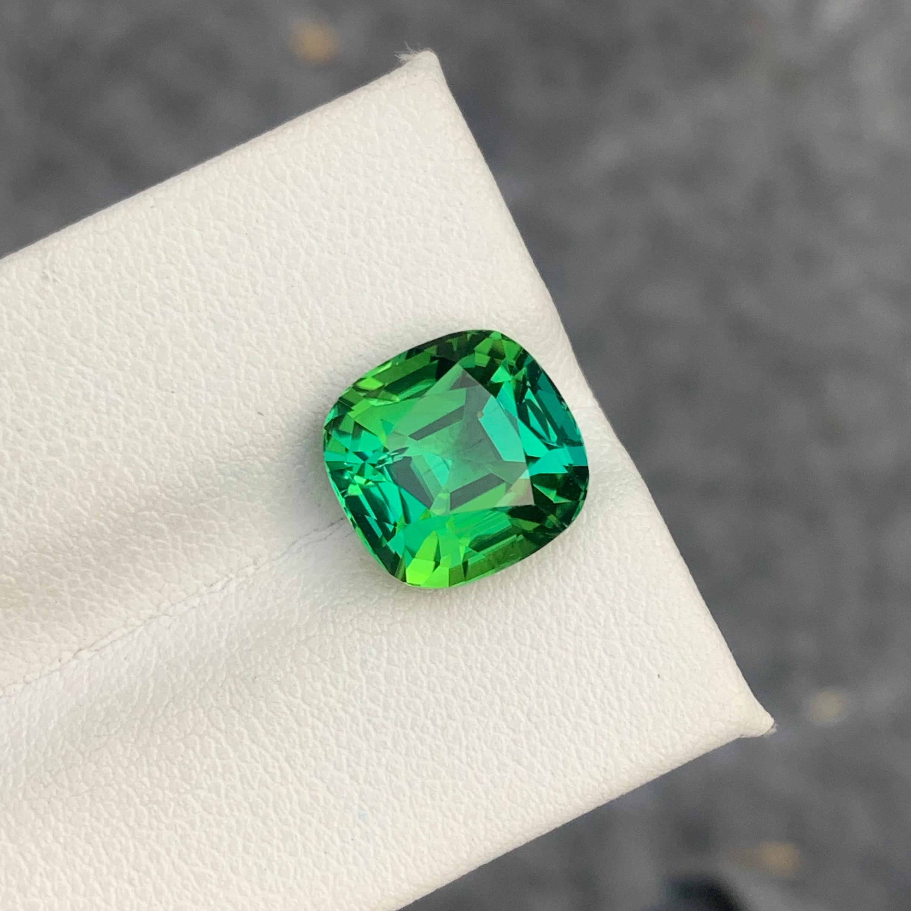 Gorgeous Mint Green Loose Tourmaline Ring Gem 6.10 Carat Cushion Gemstone 2