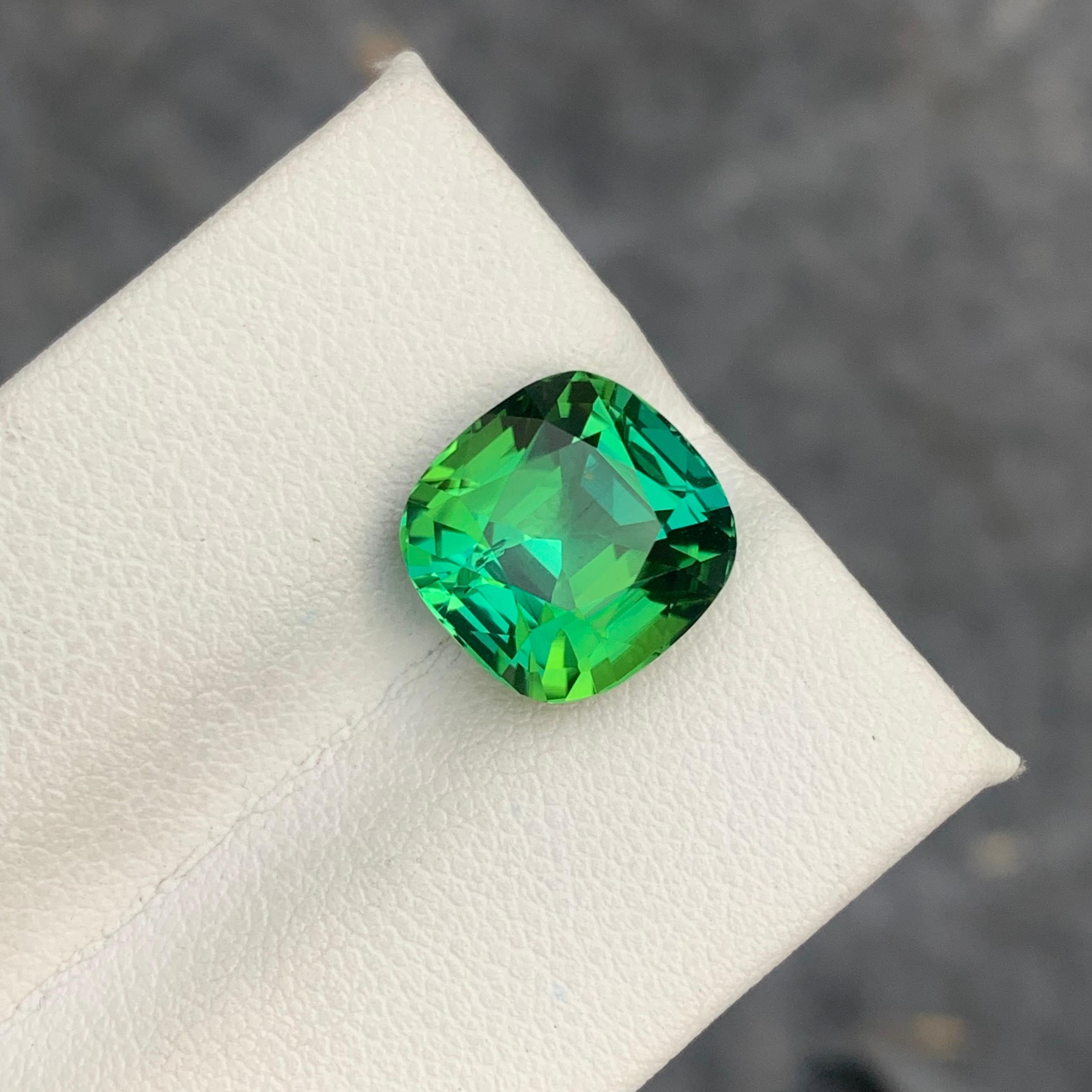 Gorgeous Mint Green Loose Tourmaline Ring Gem 6.10 Carat Cushion Gemstone 3