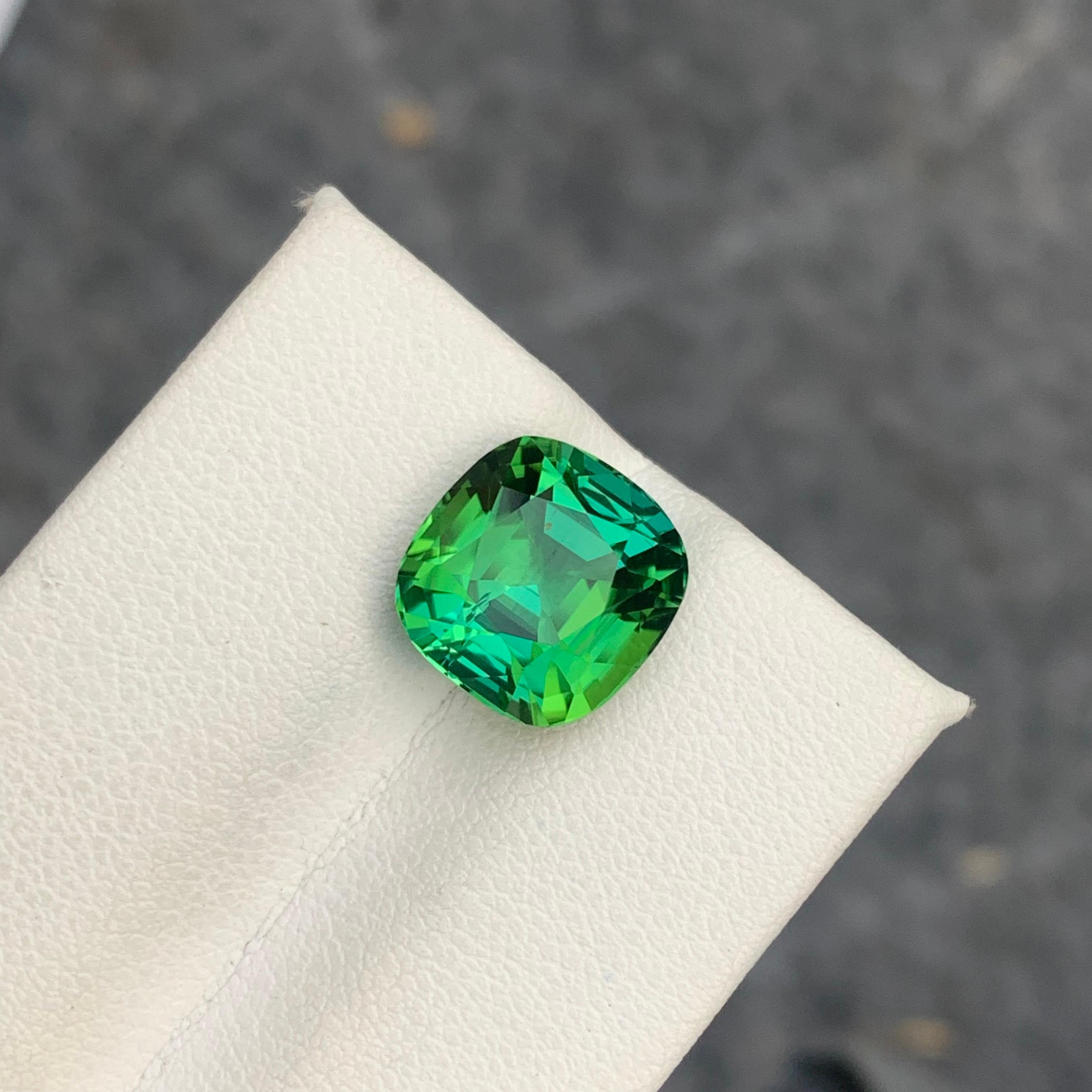 Gorgeous Mint Green Loose Tourmaline Ring Gem 6.10 Carat Cushion Gemstone 4